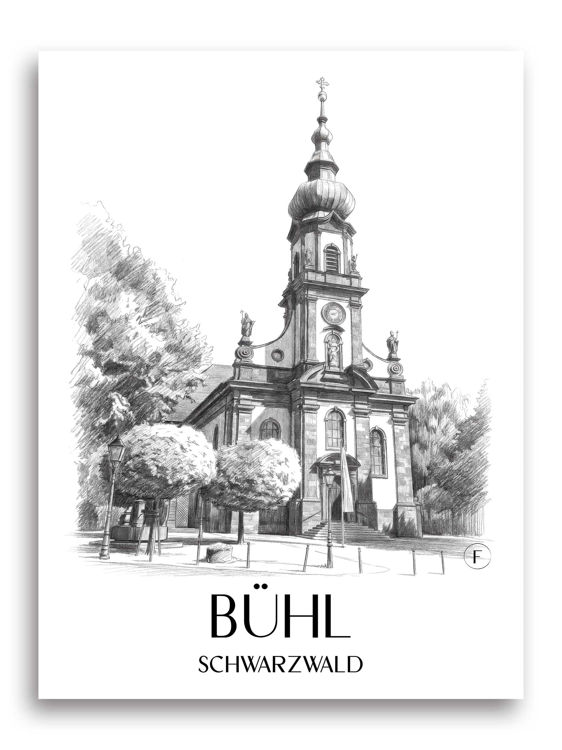 bühl-schwarzwald-deutschland-poster-bleistift-zeichnung-drawing