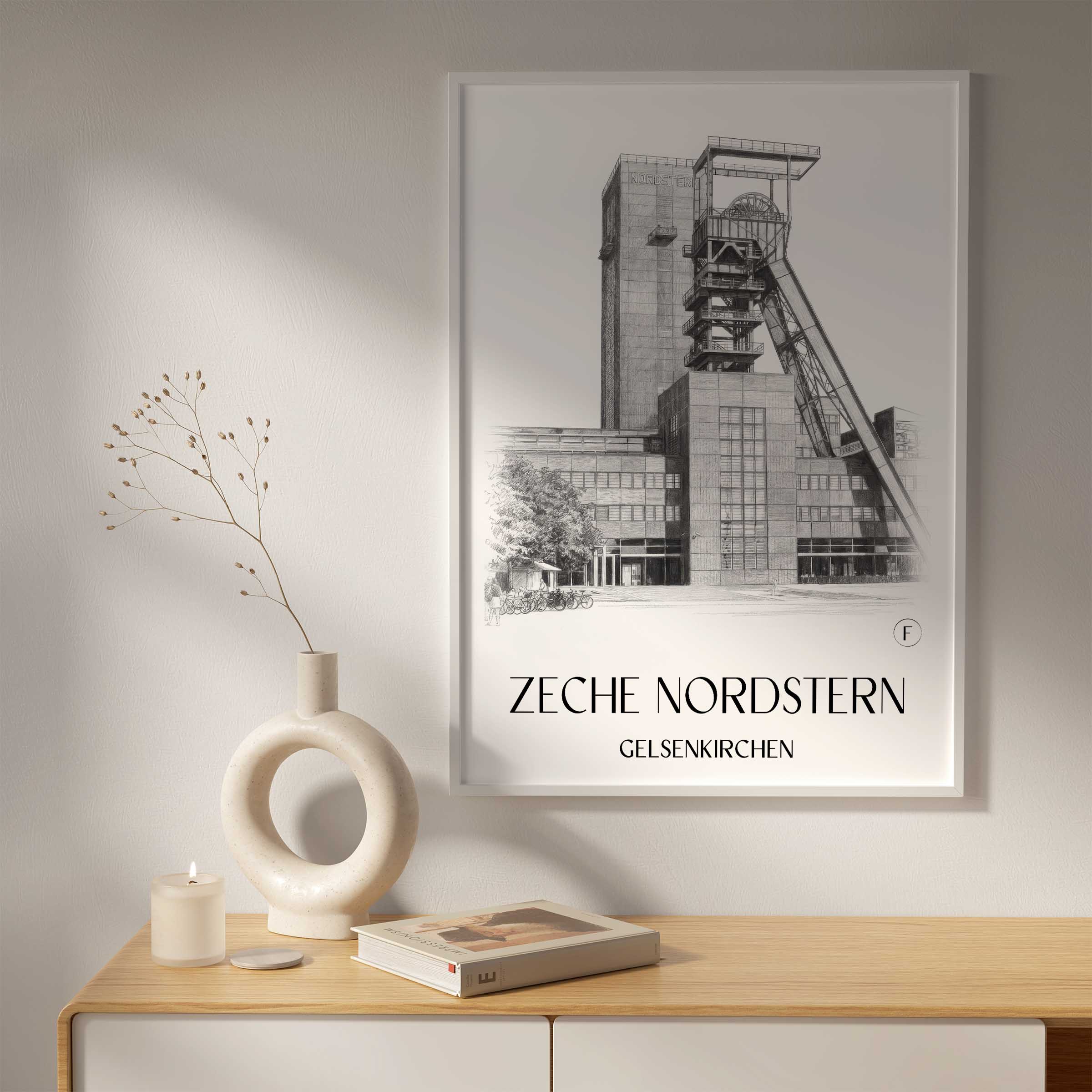 zeche-nordstern-gelsenkirchen-deutschland-poster-bleistift-zeichnung-drawing
