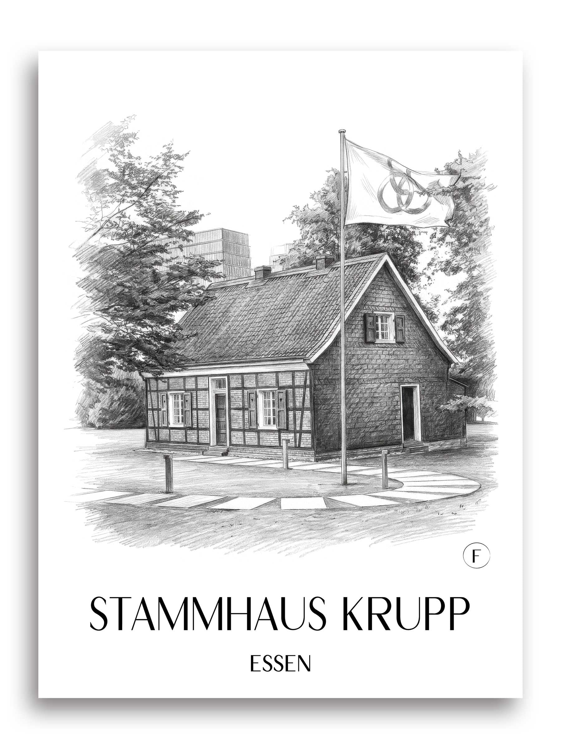 stammhaus-krupp-essen-deutschland-poster-bleistift-zeichnung-drawing