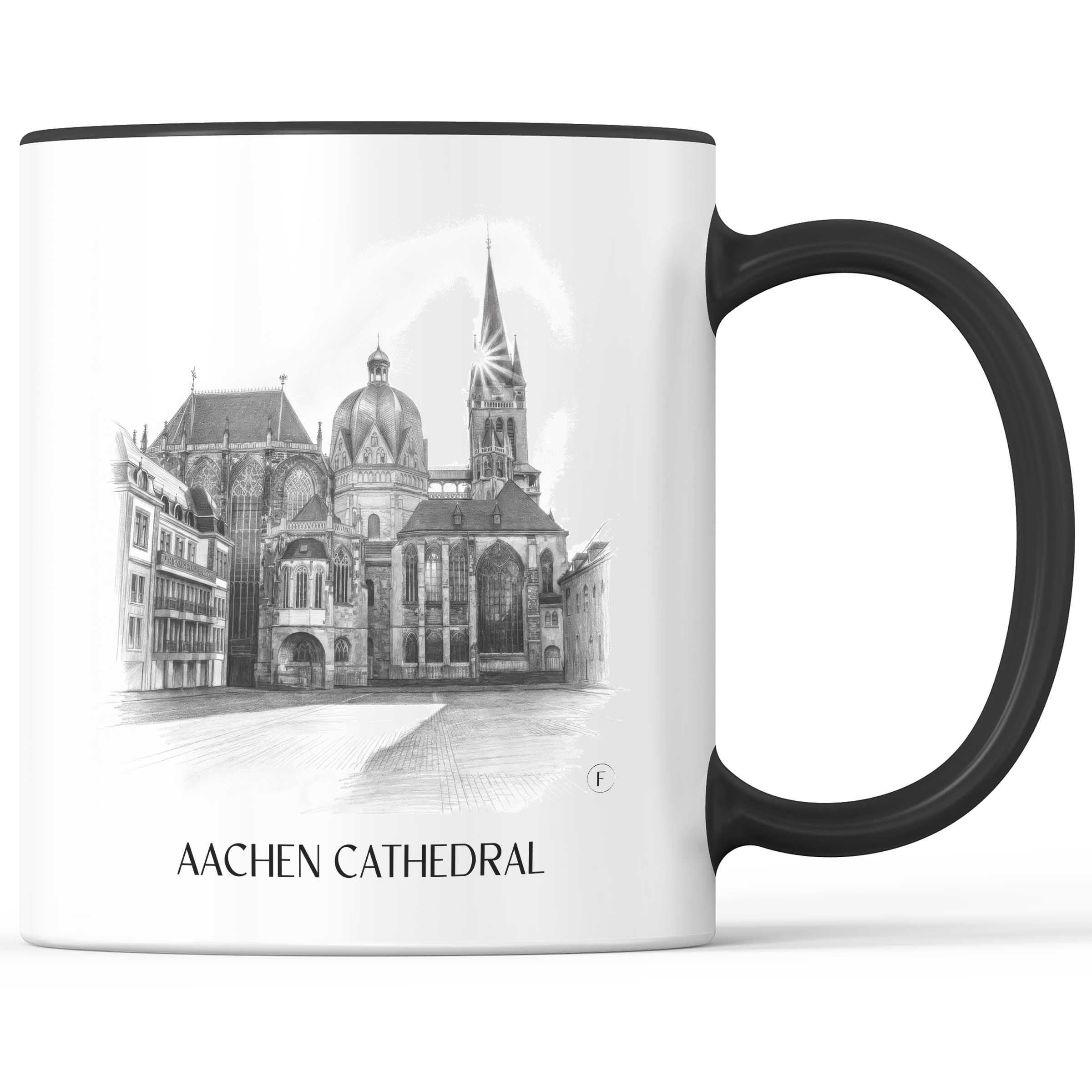 Aachener Dom Kaffeebecher - Rheinland - Deutschland Becher - Kaffeetasse im Zeichnung Stil