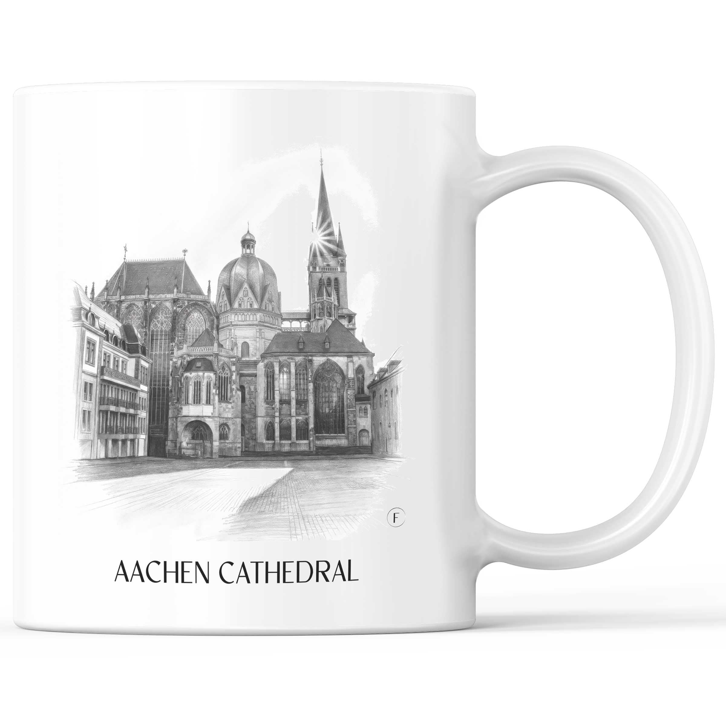 Aachener Dom Kaffeebecher - Rheinland - Deutschland Becher - Kaffeetasse im Zeichnung Stil