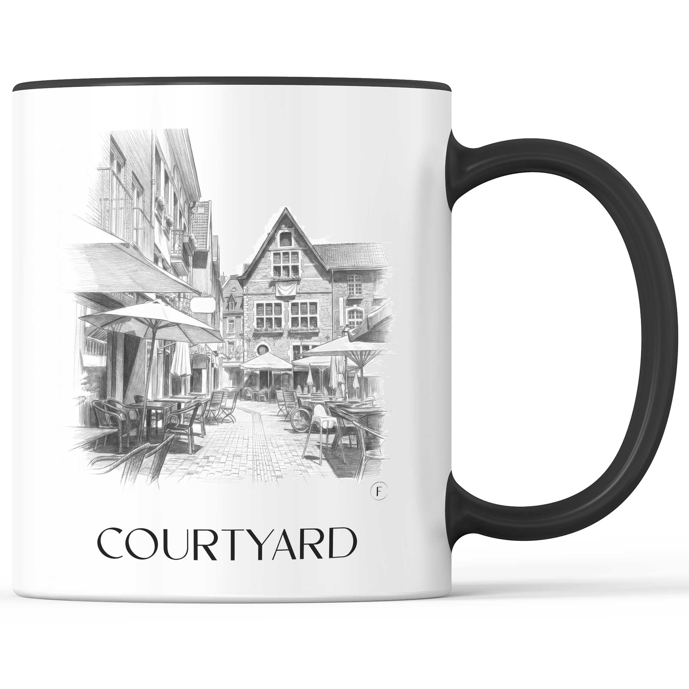Hof Kaffeebecher - Aachen - Deutschland Becher - Kaffeetasse im Zeichnung Stil