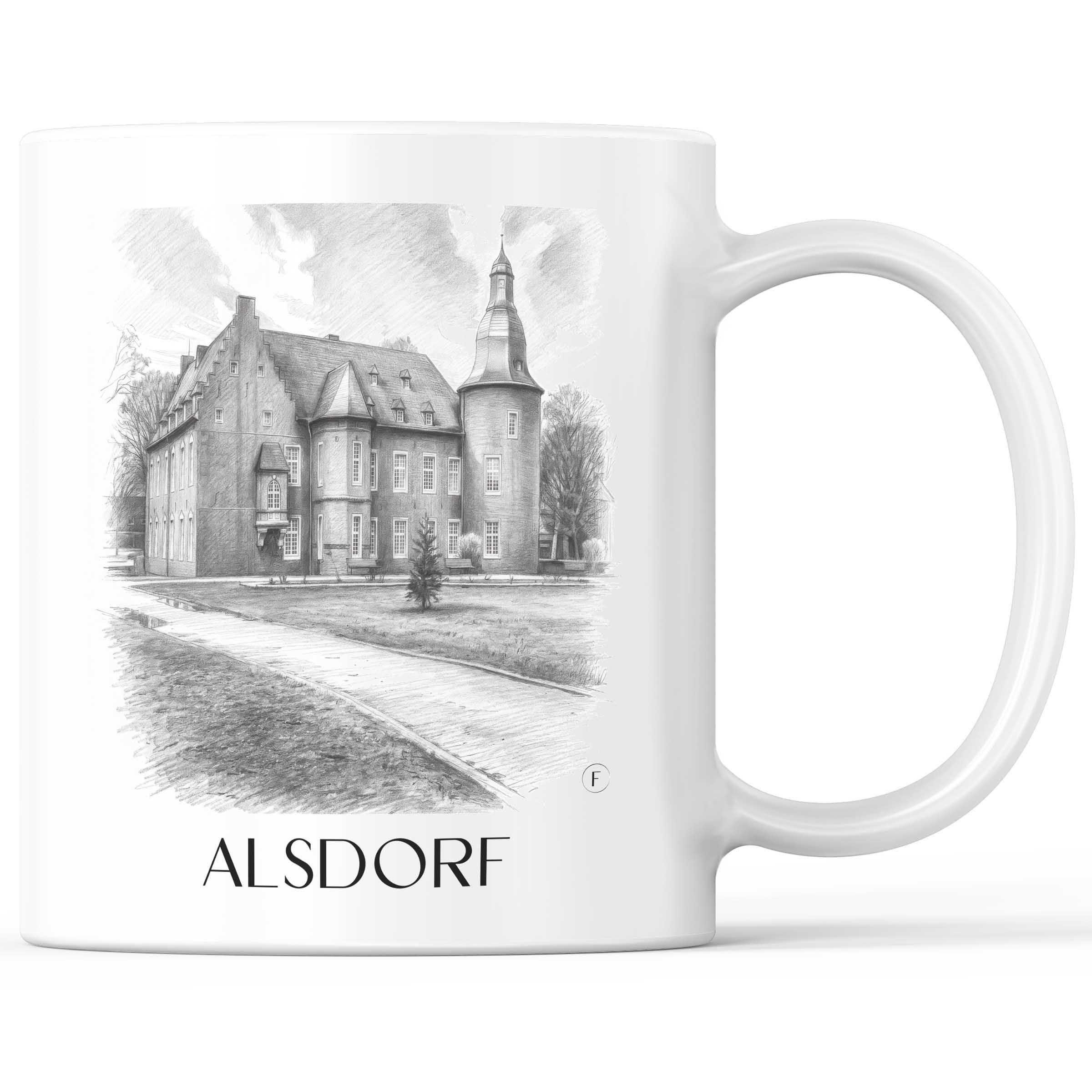 Alsdorf Kaffeebecher - Rheinland - Deutschland Becher - Kaffeetasse im Zeichnung Stil