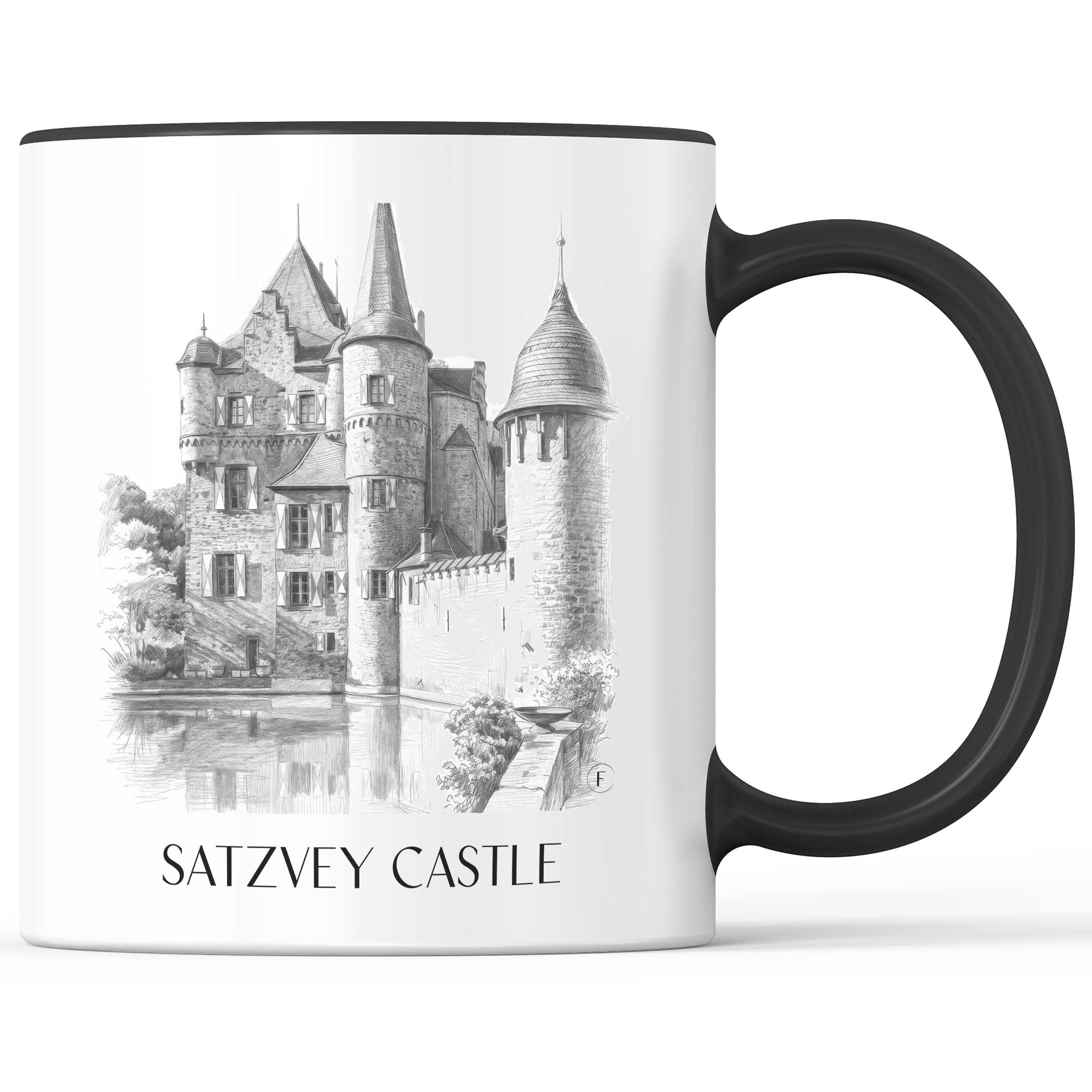 Burg Satzvey Kaffeebecher - Eifel - Deutschland Becher - Kaffeetasse im Zeichnung Stil