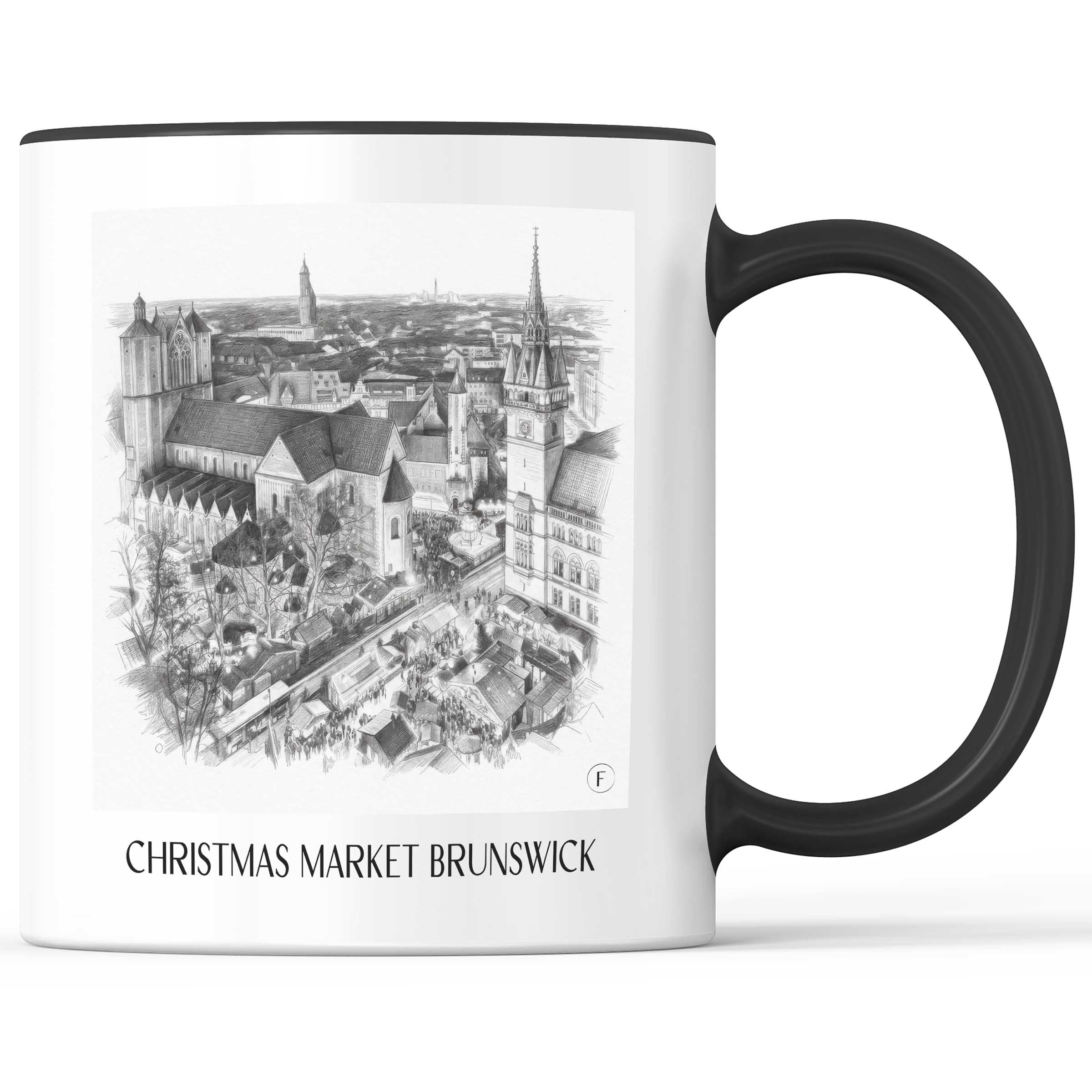 Weihnachtsmarkt Kaffeebecher - Braunschweig - Deutschland Becher - Kaffeetasse im Zeichnung Stil