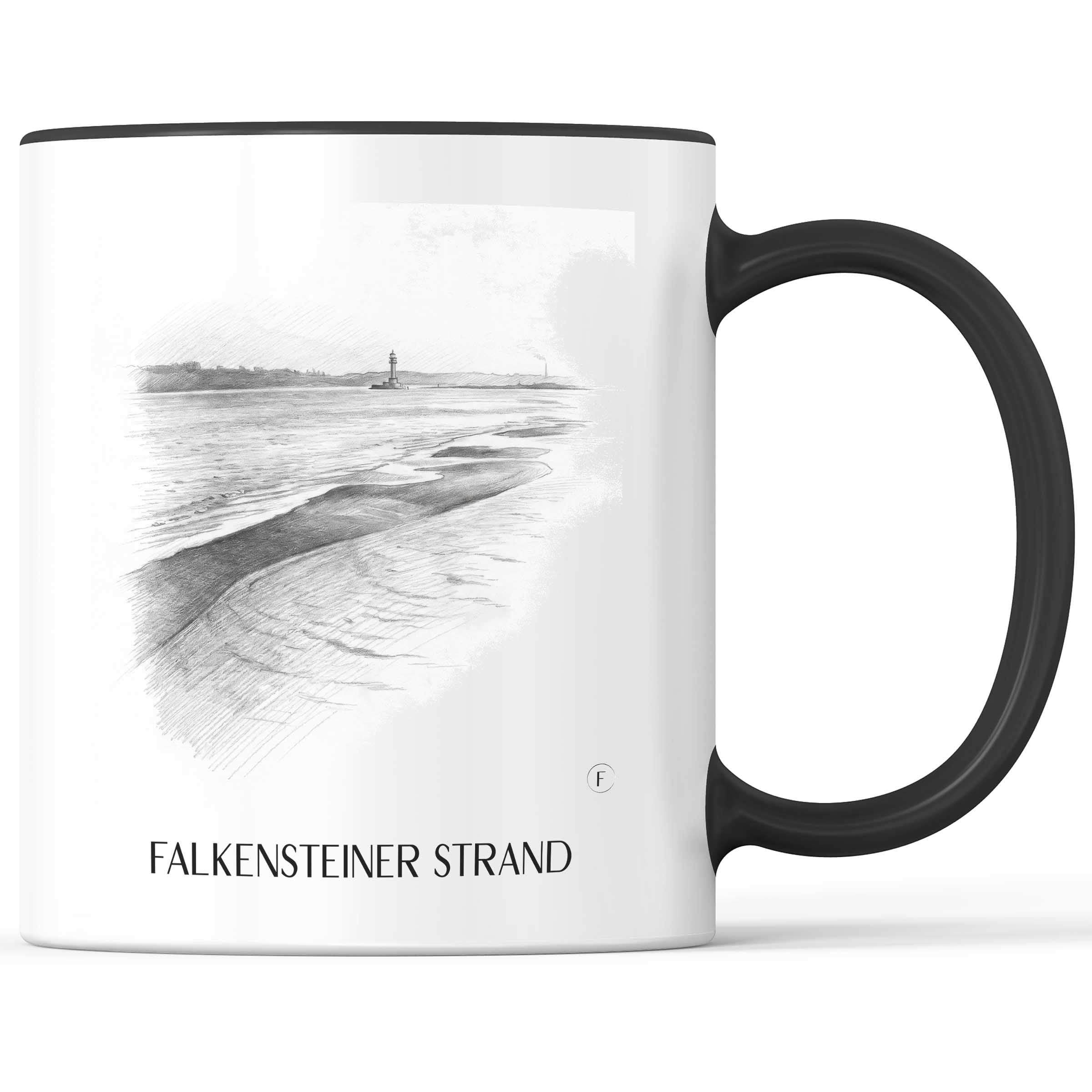 Falkensteiner Strand Kaffeebecher - Kiel - Deutschland Becher - Kaffeetasse im Zeichnung Stil