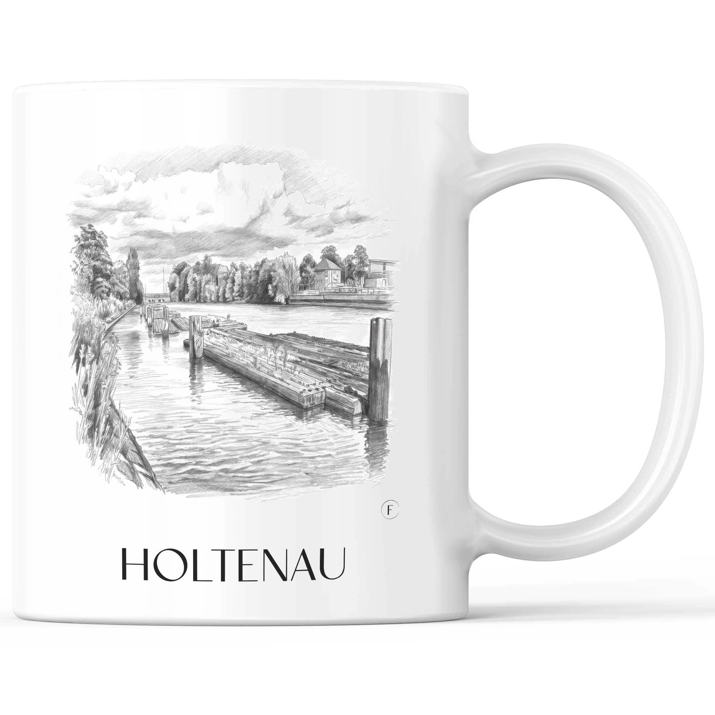 Holtenau Kaffeebecher - Kiel - Deutschland Becher - Kaffeetasse im Zeichnung Stil