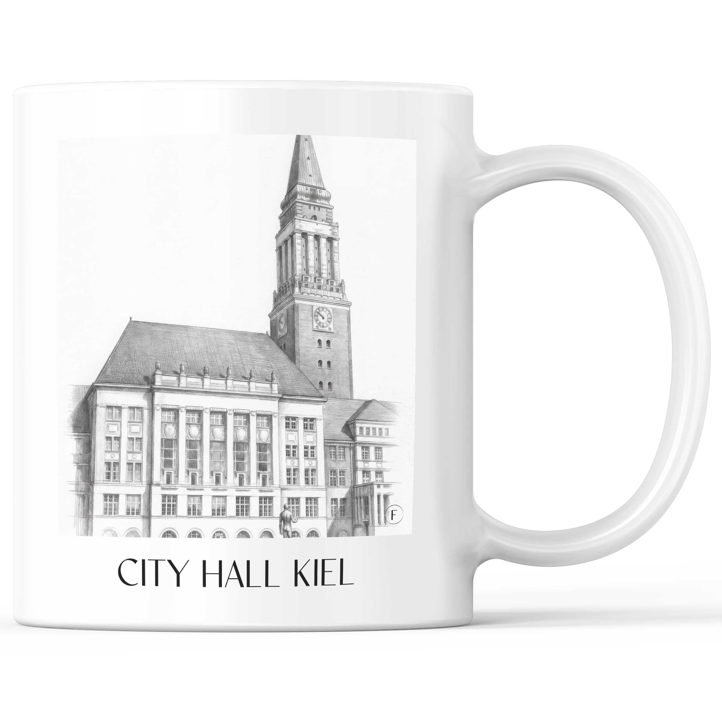 Rathaus Kaffeebecher - Kiel - Deutschland Becher - Kaffeetasse im Zeichnung Stil