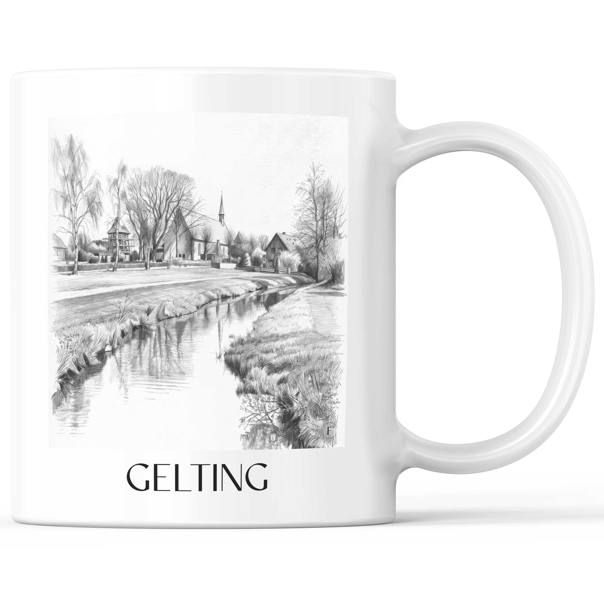 Gelting Kaffeebecher - Schleswig - Deutschland Becher - Kaffeetasse im Zeichnung Stil