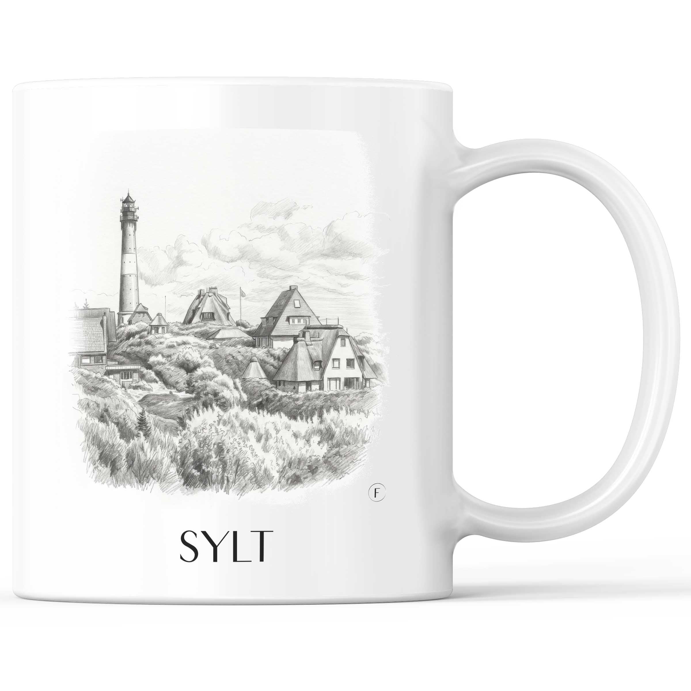 Sylt Kaffeebecher - Westerland - Deutschland Becher - Kaffeetasse im Zeichnung Stil