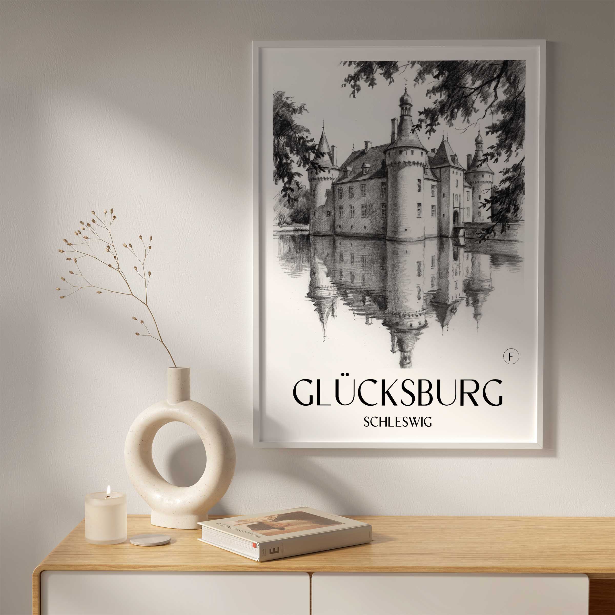 glücksburg-schleswig-deutschland-poster-bleistift-zeichnung-drawing