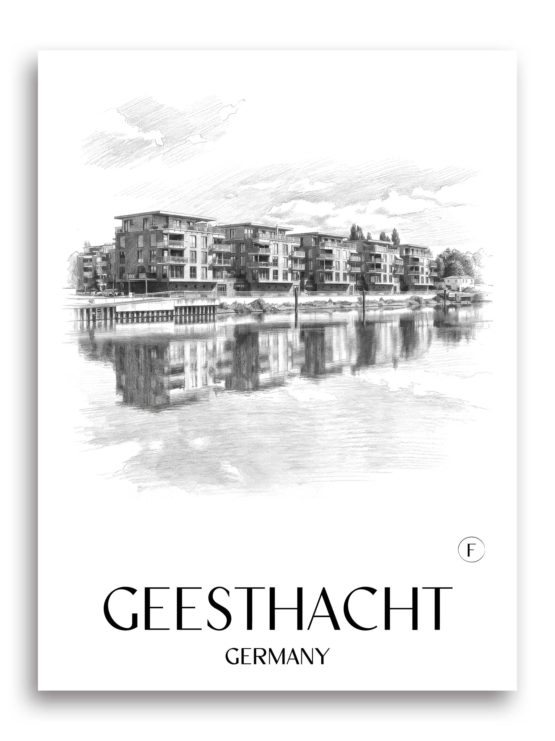 Geesthacht Poster - Schleswig-Holstein - Deutschland Kunstdruck - Zeichnung von A4 bis A1