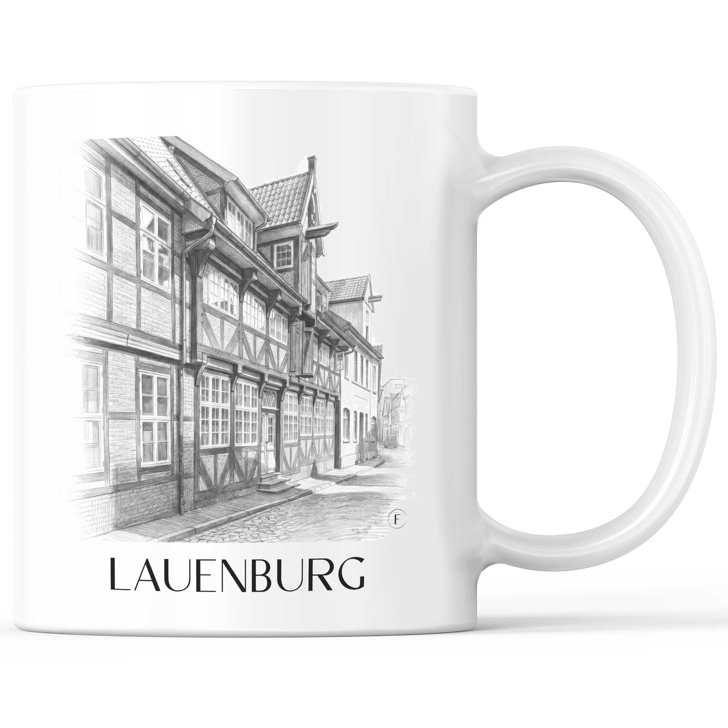 Lauenburg Kaffeebecher - Schleswig-Holstein - Deutschland Becher - Kaffeetasse im Zeichnung Stil