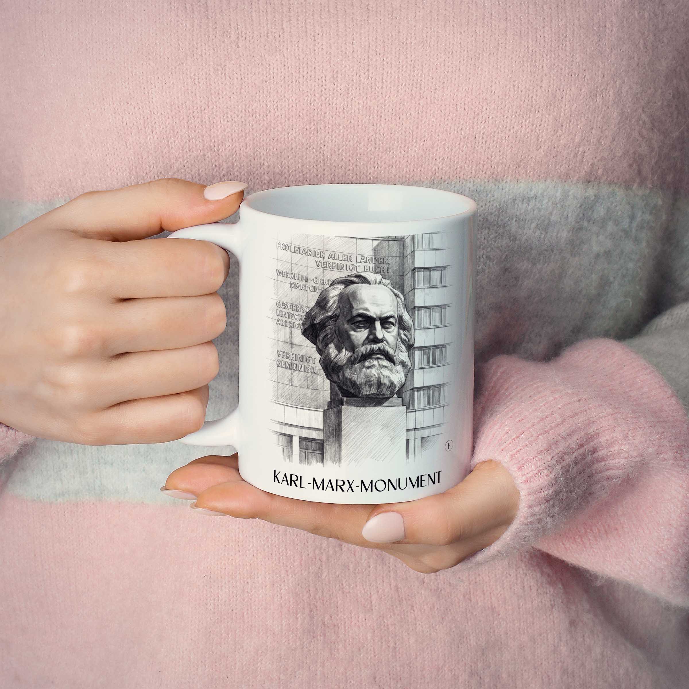 karl-marx-monument-chemnitz-deutschland-kaffeebecher-bleistift-zeichnung-drawing