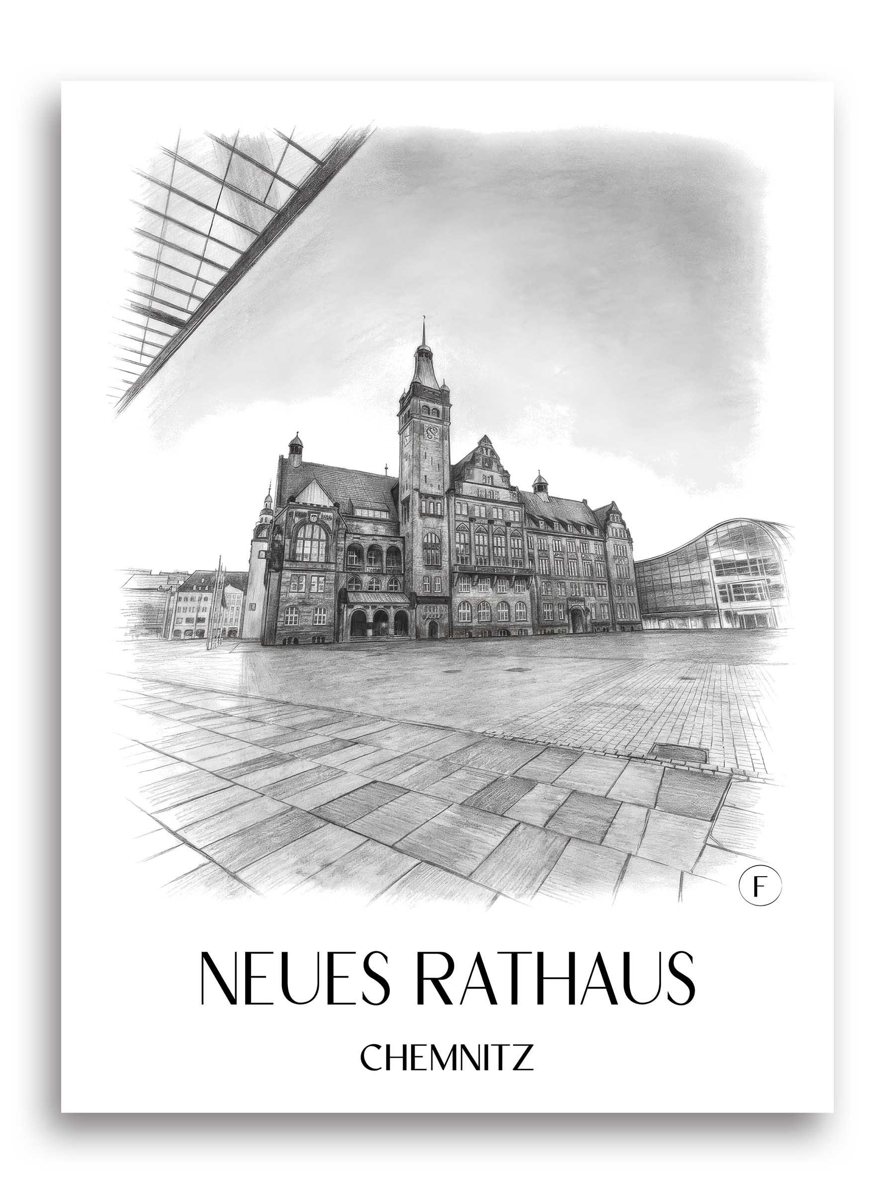 neues-rathaus-chemnitz-deutschland-poster-bleistift-zeichnung-drawing