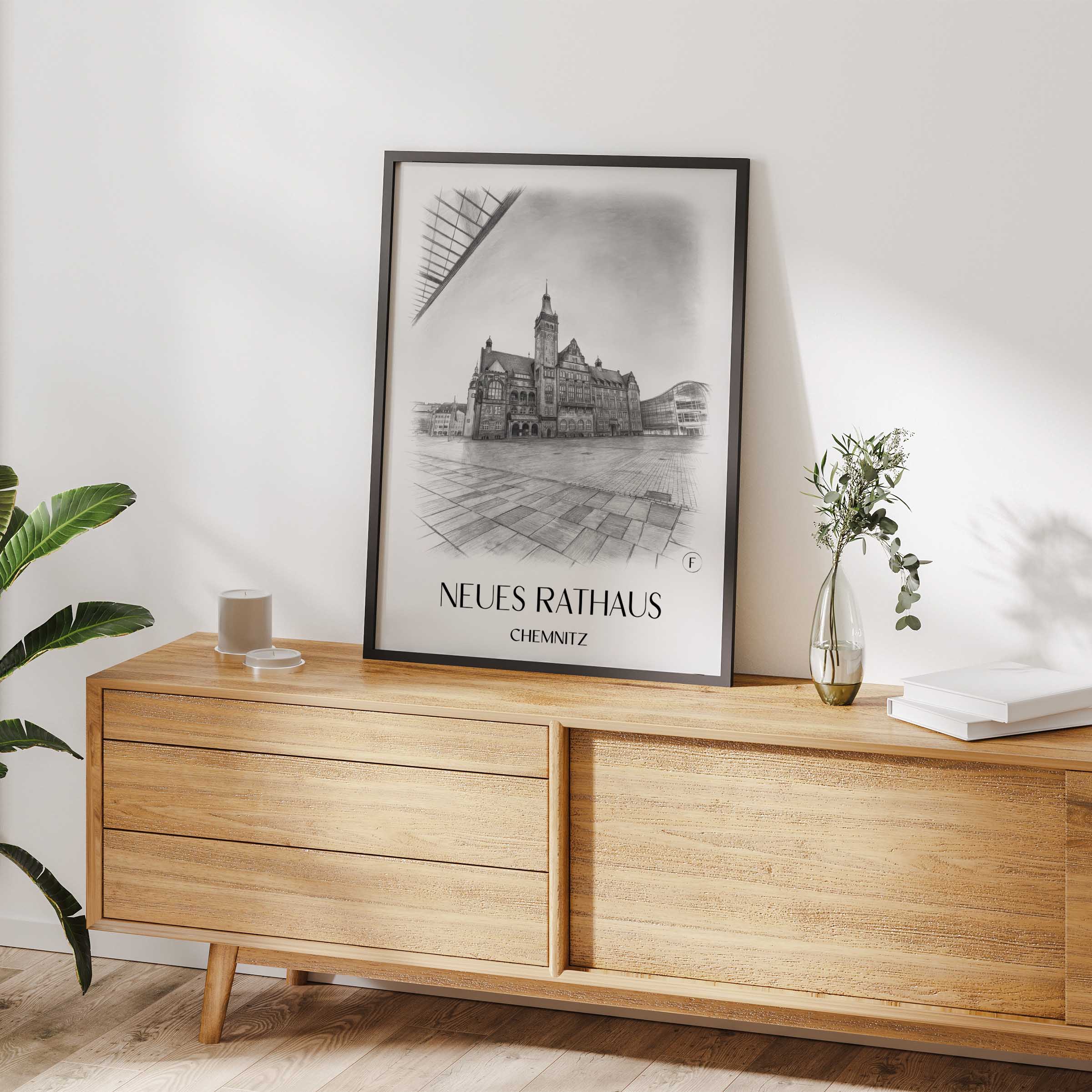 neues-rathaus-chemnitz-deutschland-poster-bleistift-zeichnung-drawing