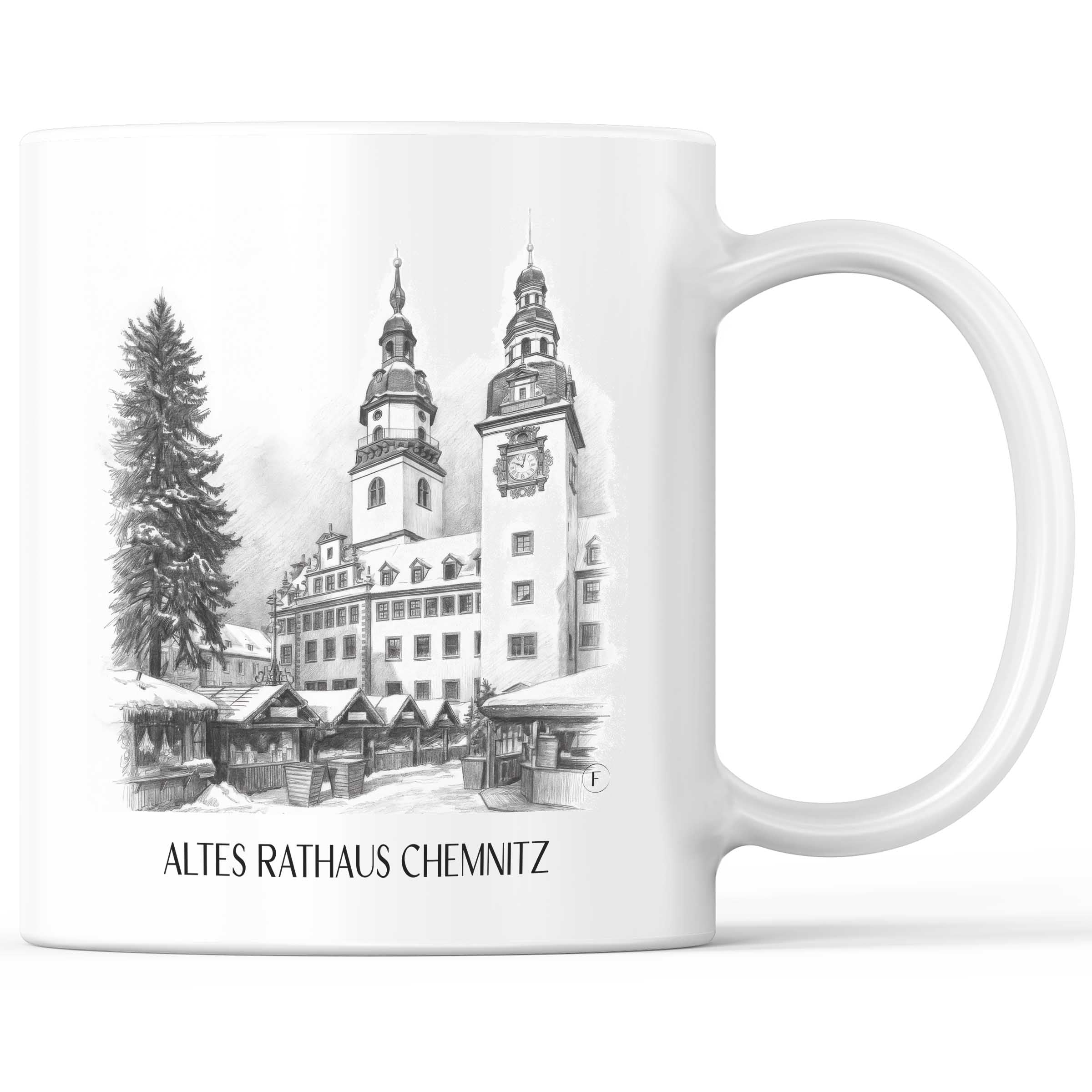 altes-rathaus-chemnitz-deutschland-kaffeebecher-bleistift-zeichnung-drawing