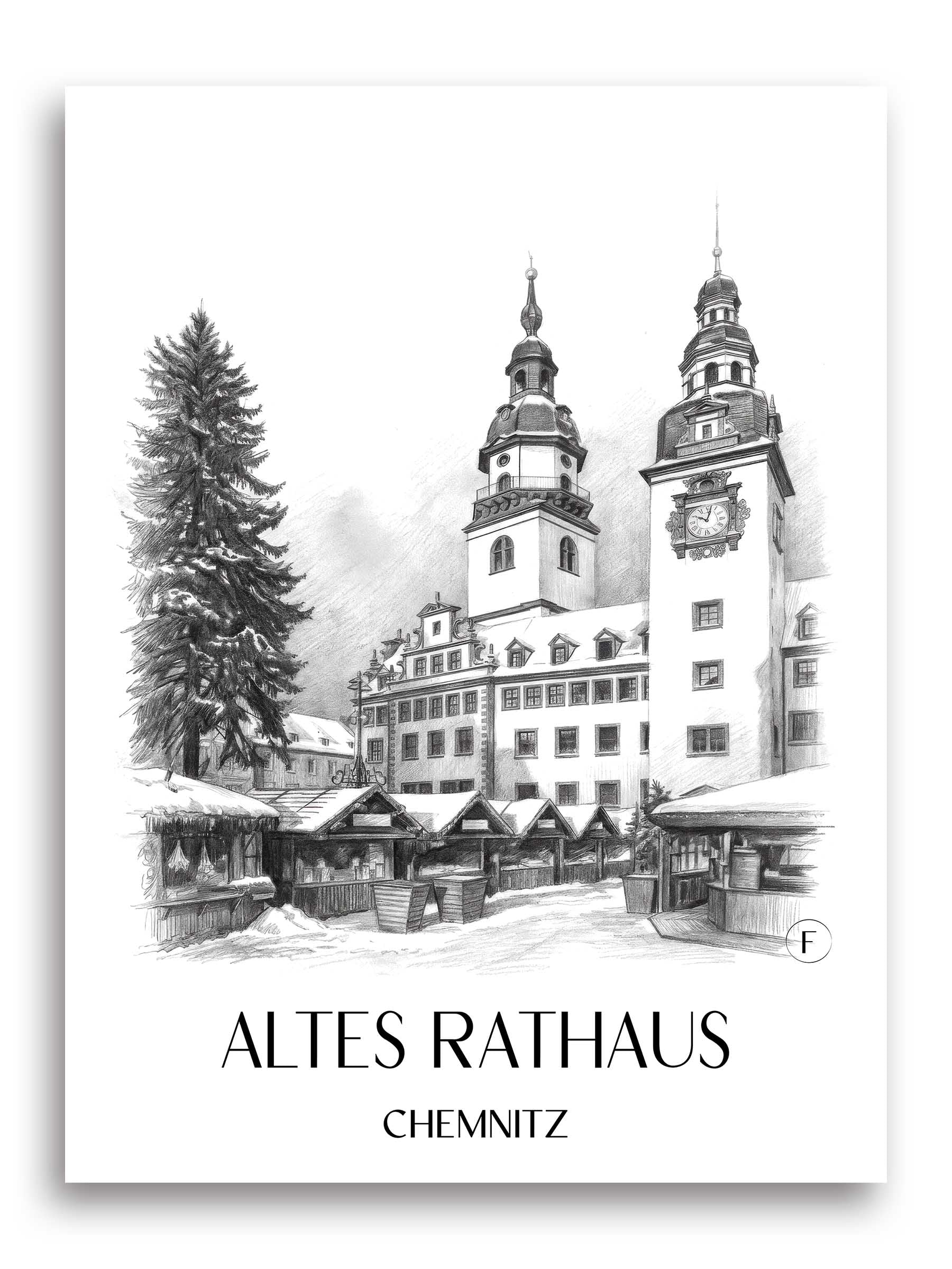 altes-rathaus-chemnitz-deutschland-poster-bleistift-zeichnung-drawing