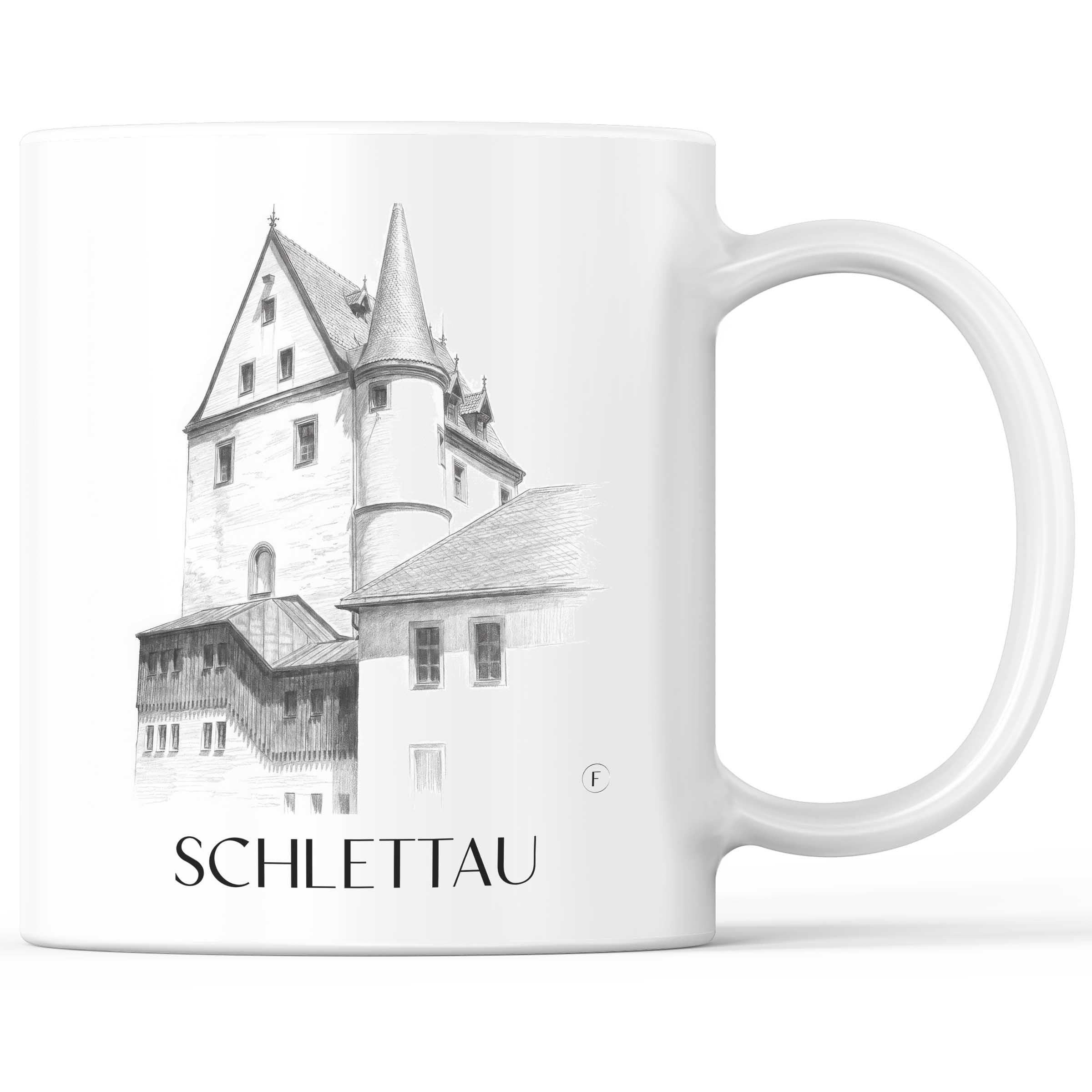 Schlettau Kaffeebecher - Erzgebirge - Deutschland Becher - Kaffeetasse im Zeichnung Stil