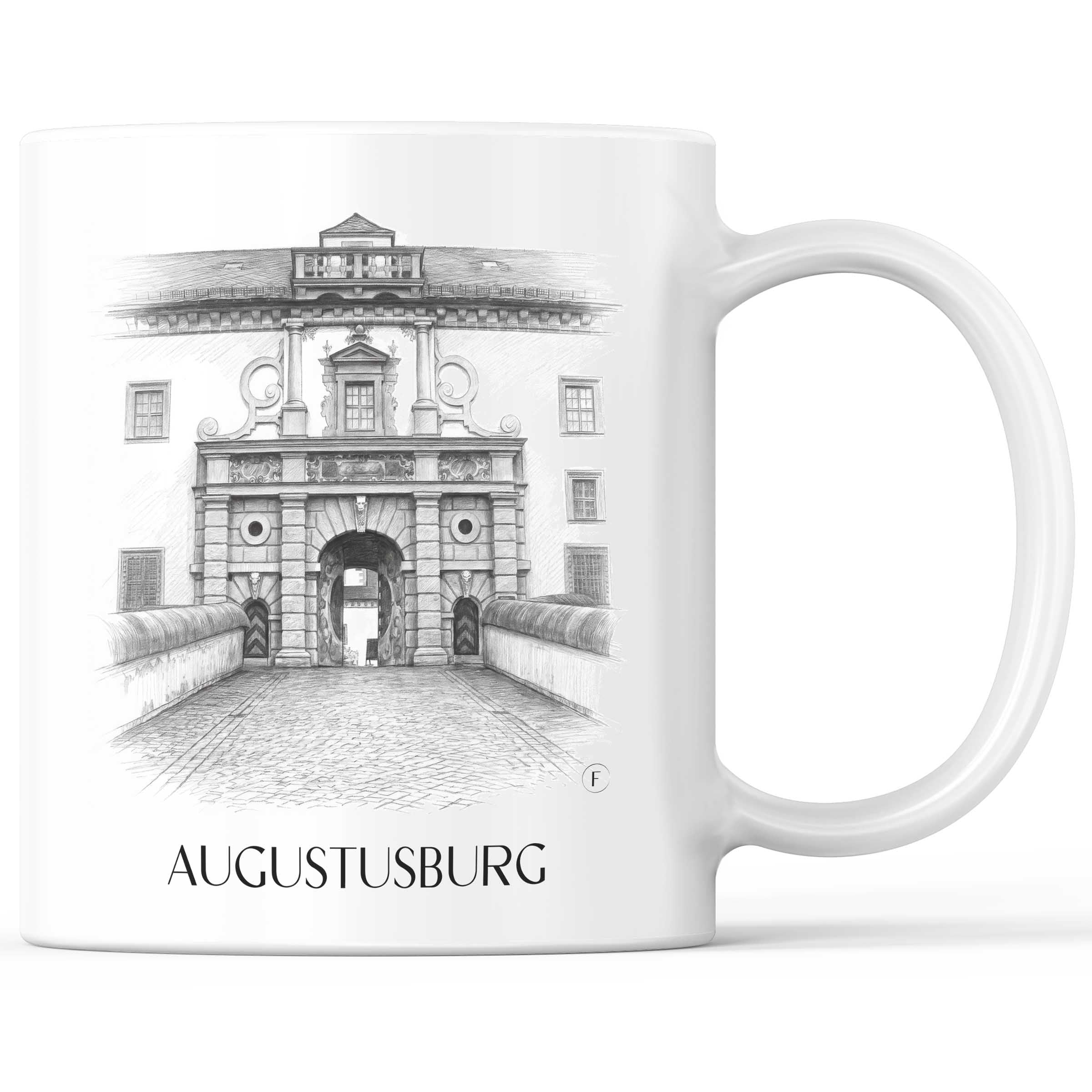 Augustusburg Kaffeebecher - Erzgebirge - Deutschland Becher - Kaffeetasse im Zeichnung Stil