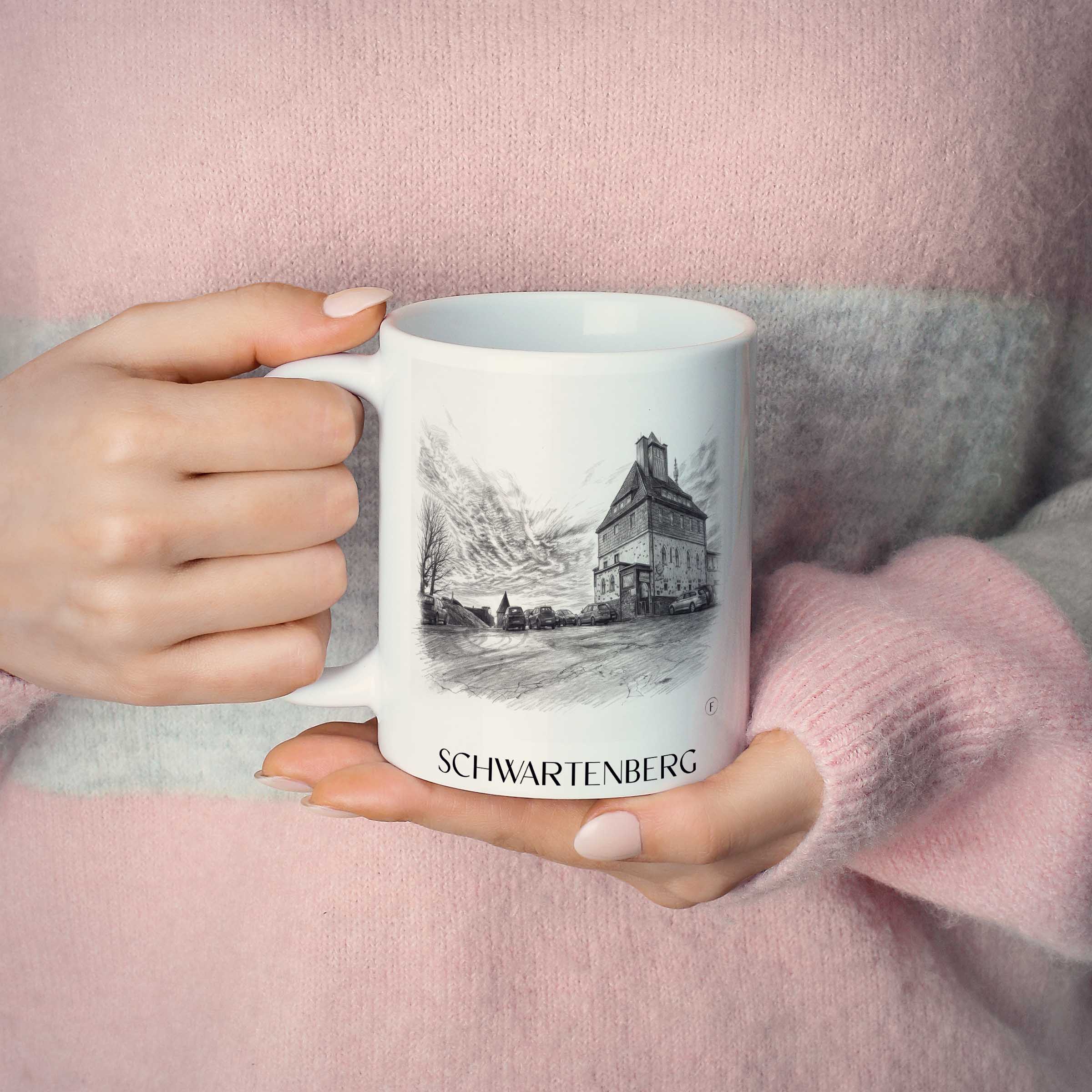 schwartenberg-erzgebirge-deutschland-kaffeebecher-bleistift-zeichnung-drawing