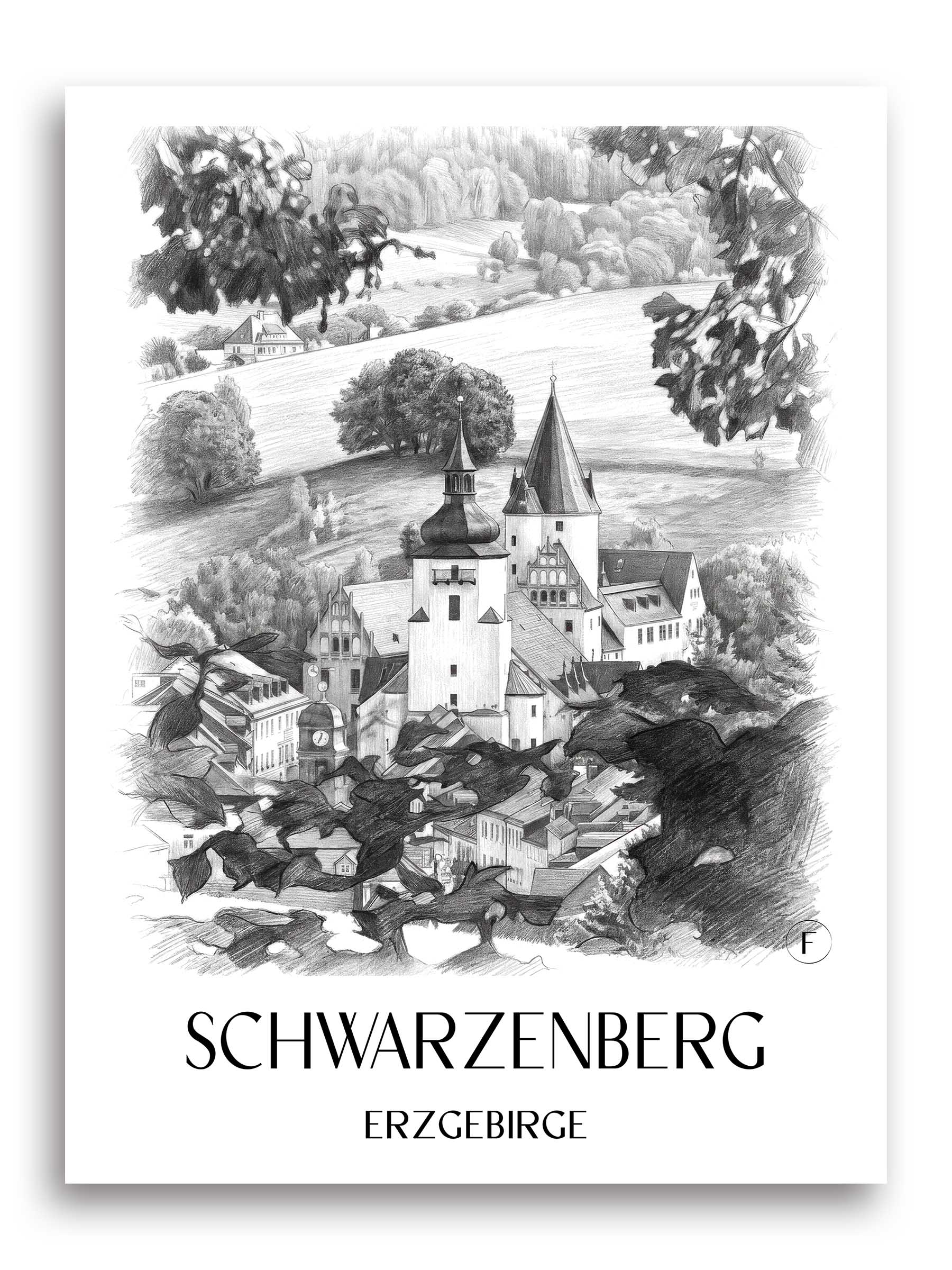 schwarzenberg-erzgebirge-deutschland-poster-bleistift-zeichnung-drawing