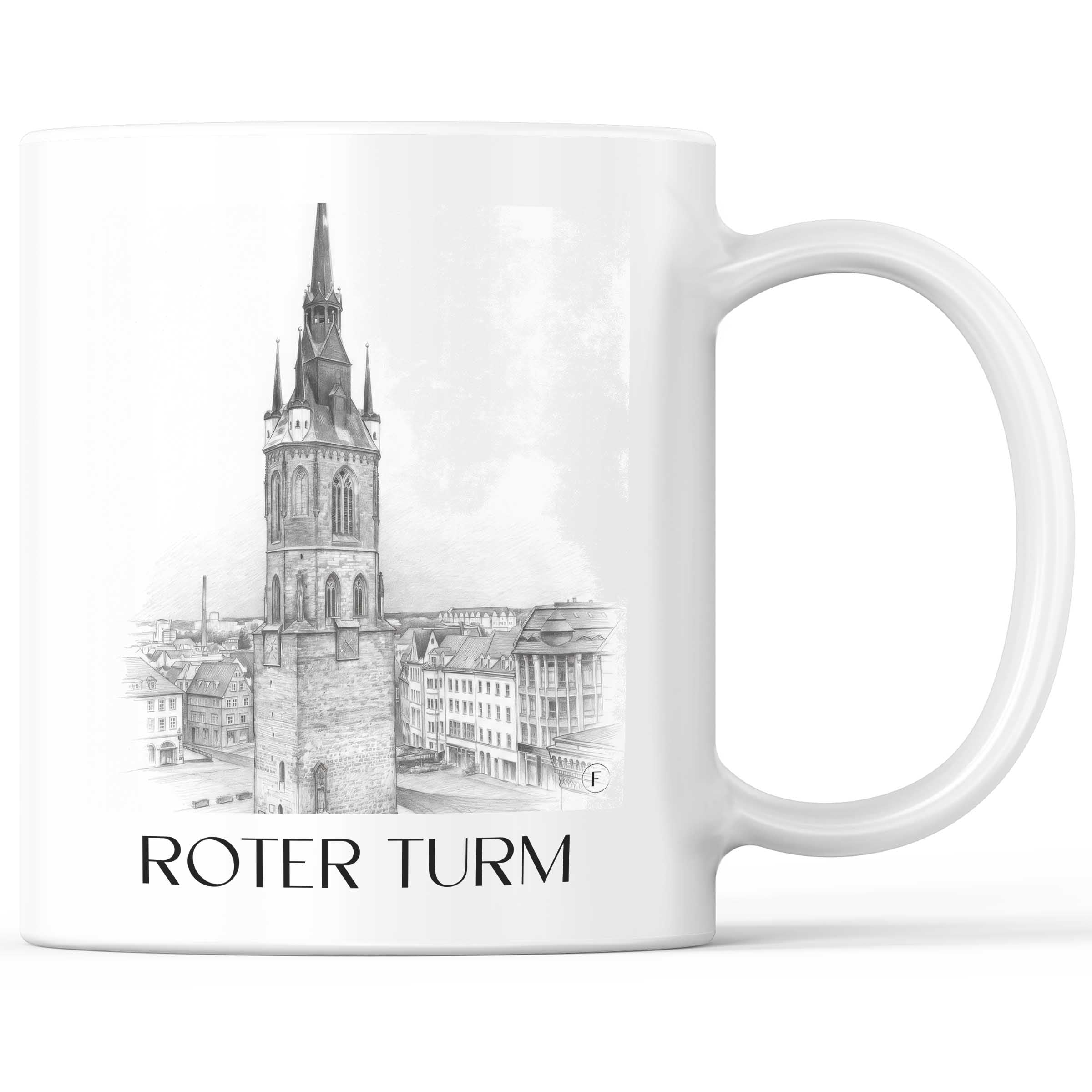 roter-turm-halle-deutschland-kaffeebecher-bleistift-zeichnung-drawing