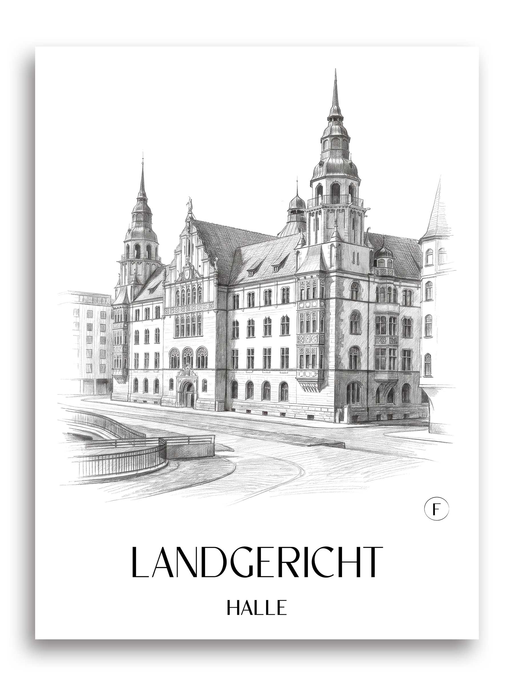 landgericht-halle-deutschland-poster-bleistift-zeichnung-drawing