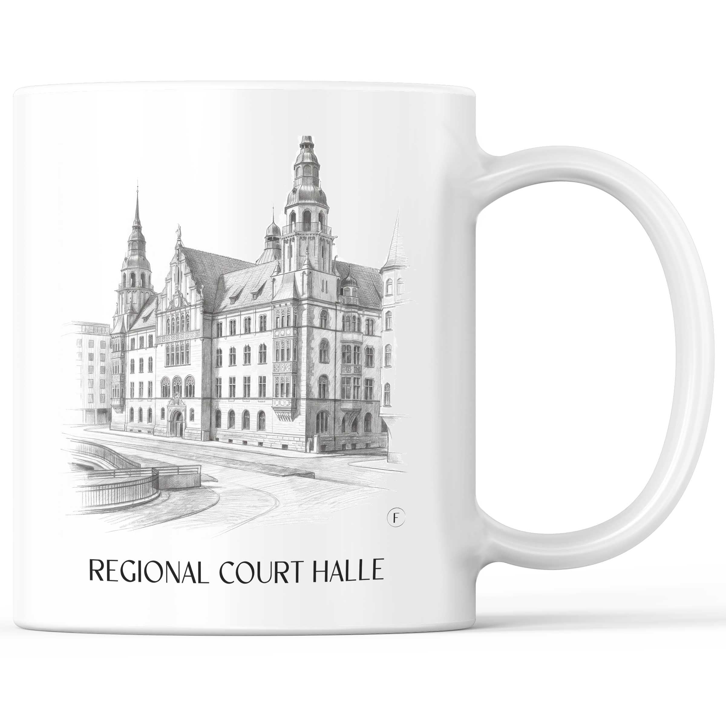 Landgericht Kaffeebecher - Halle - Deutschland Becher - Kaffeetasse im Zeichnung Stil
