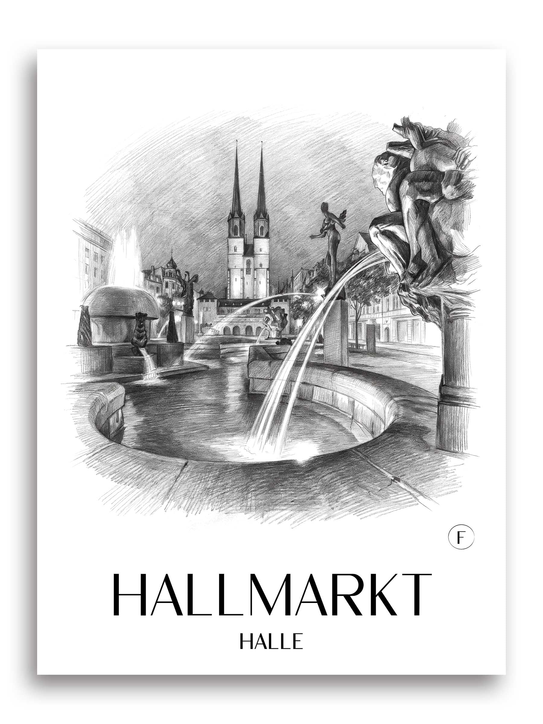hallmarkt-halle-deutschland-poster-bleistift-zeichnung-drawing