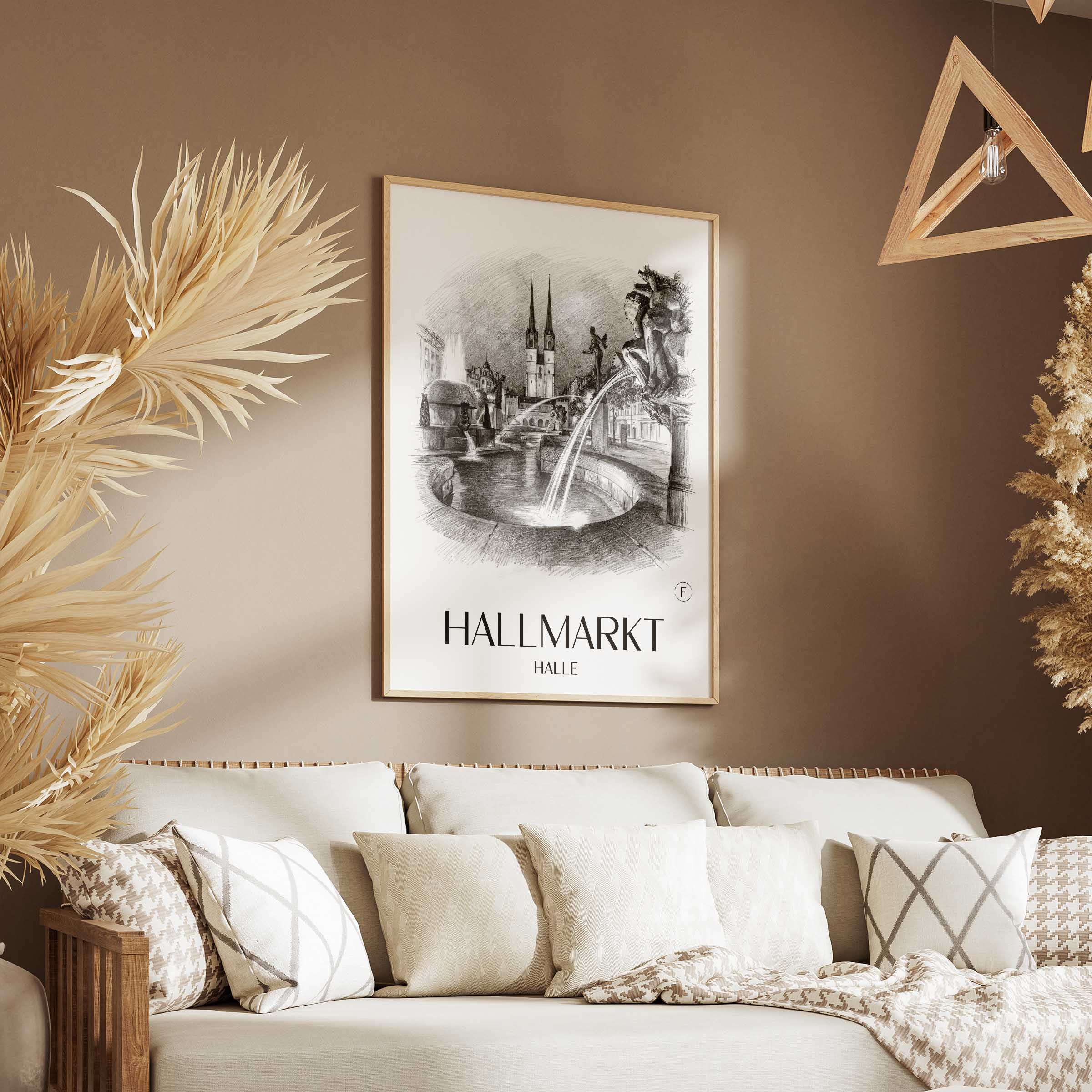 hallmarkt-halle-deutschland-poster-bleistift-zeichnung-drawing