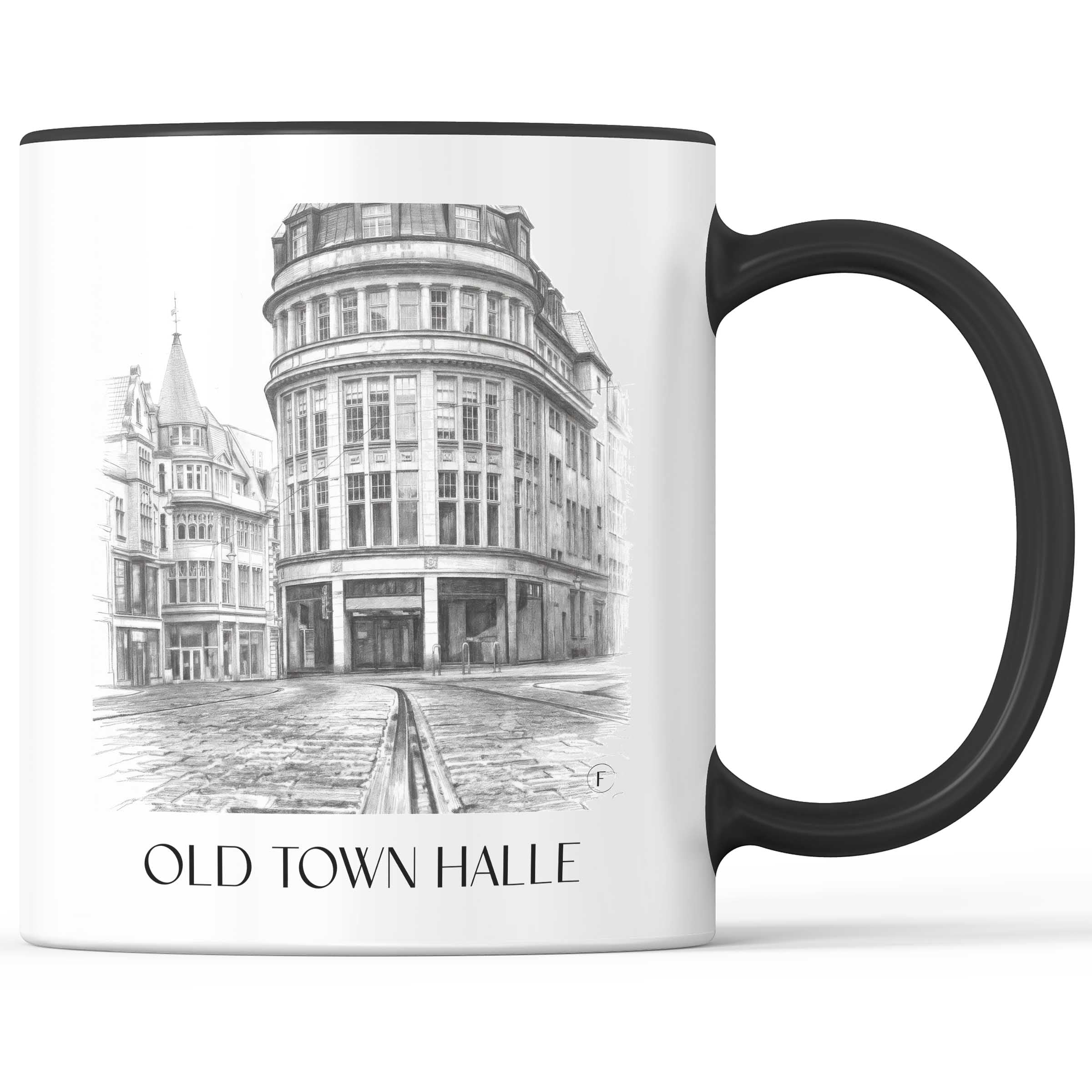Altstadt Kaffeebecher - Halle - Deutschland Becher - Kaffeetasse im Zeichnung Stil