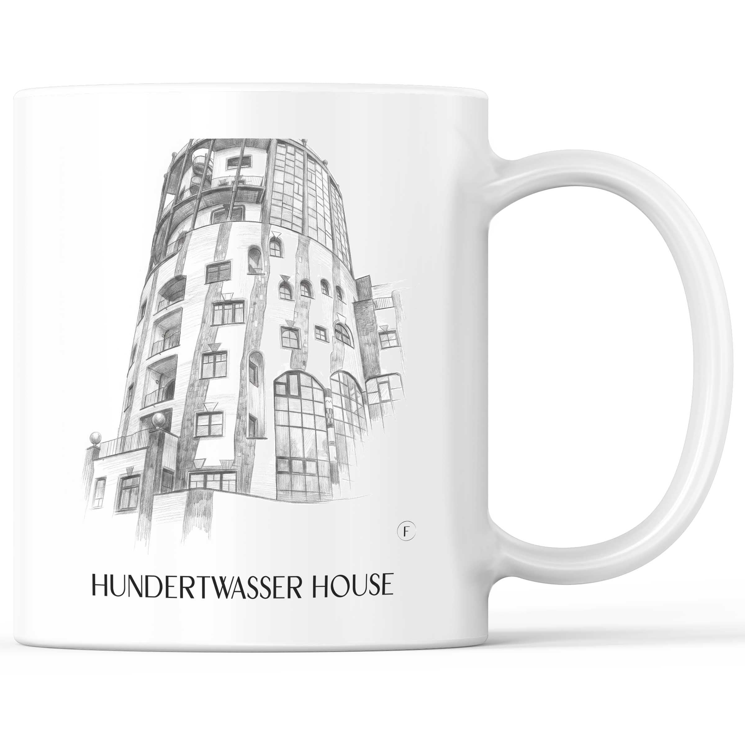 Hundertwasserhaus Kaffeebecher - Magdeburg - Deutschland Becher - Kaffeetasse im Zeichnung Stil