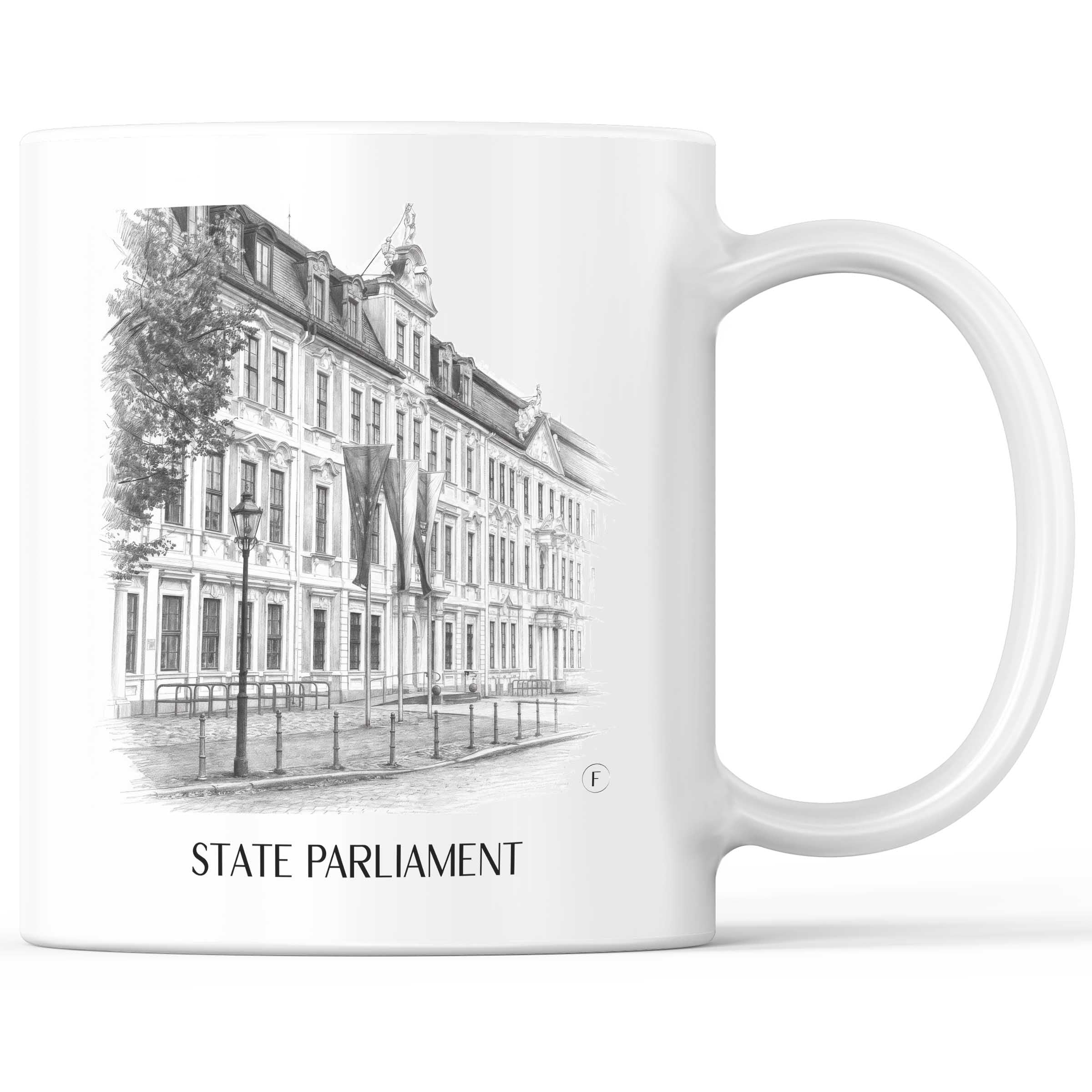 Landtag Kaffeebecher - Magdeburg - Deutschland Becher - Kaffeetasse im Zeichnung Stil