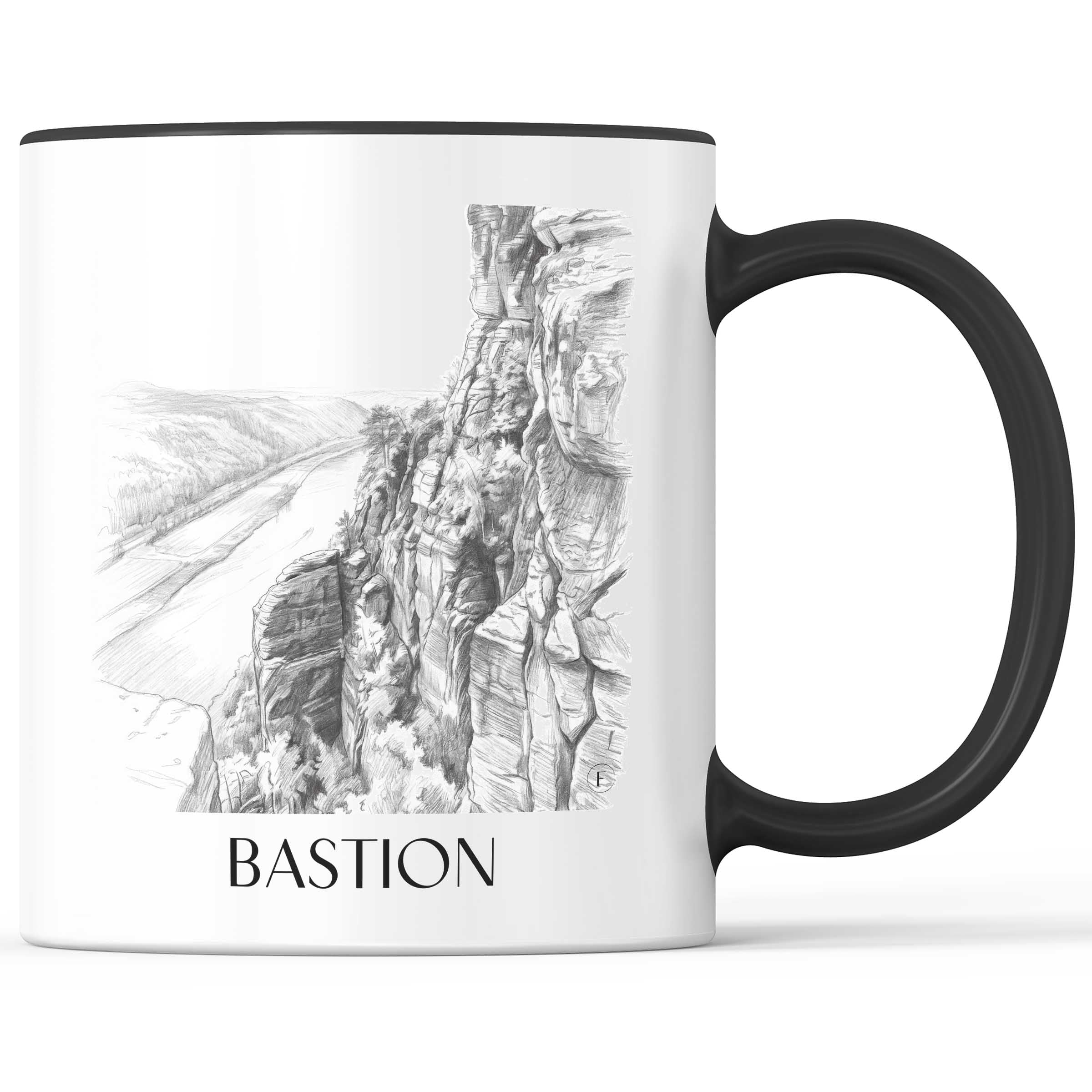 Bastei Kaffeebecher - Sächsische Schweiz - Deutschland Becher - Kaffeetasse im Zeichnung Stil