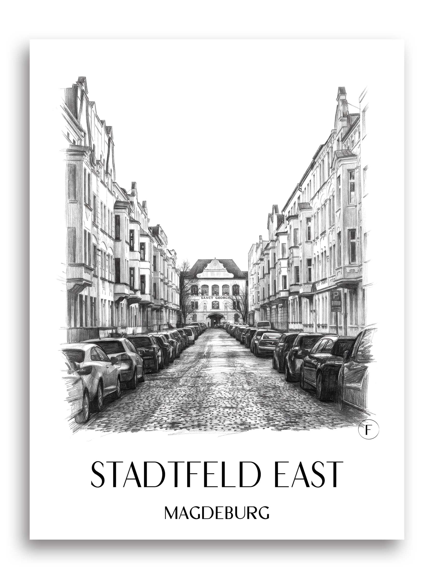 Stadtfeld Ost Poster - Magdeburg - Deutschland Kunstdruck - Zeichnung von A4 bis A1
