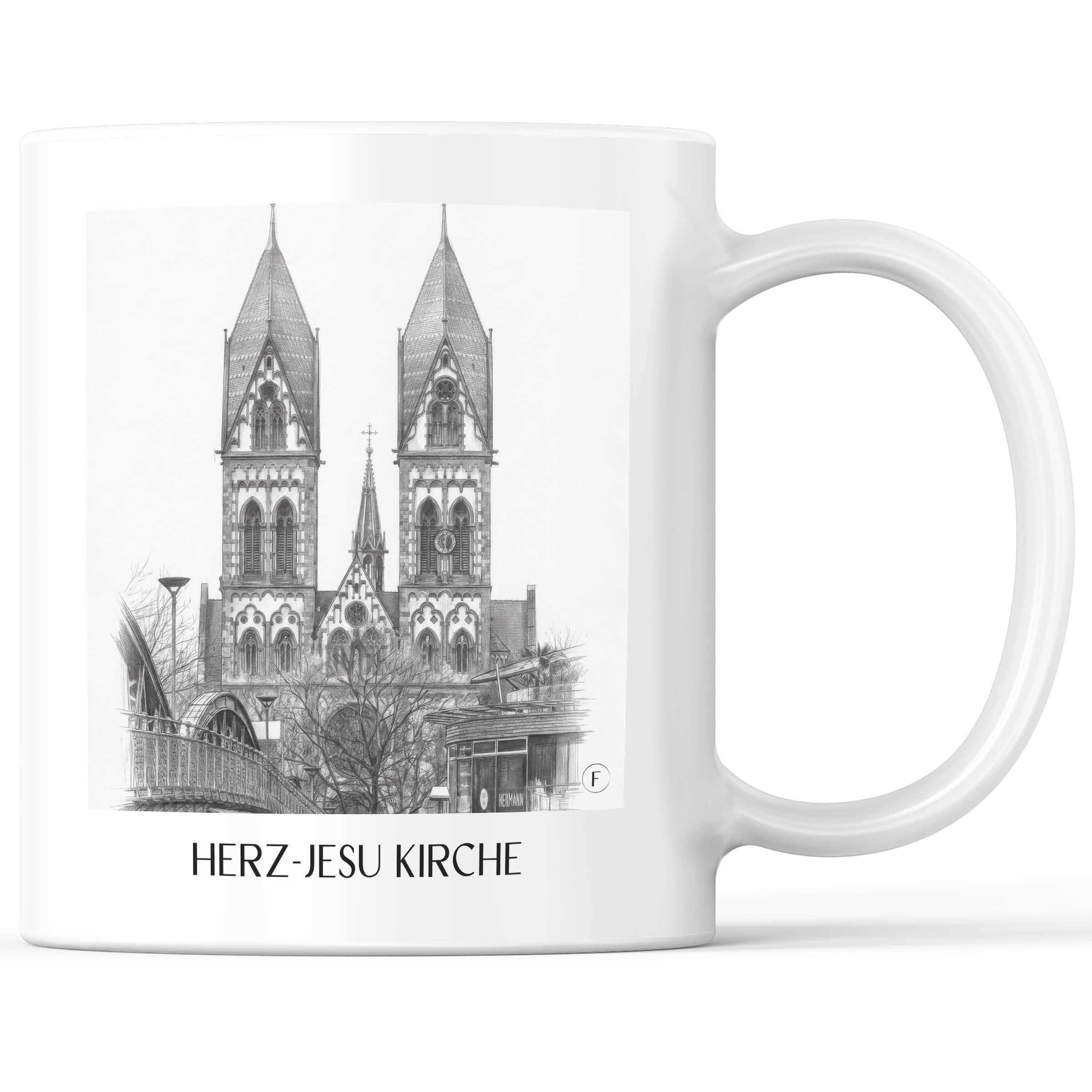 herz-jesu-kirche-freiburg-deutschland-kaffeebecher-bleistift-zeichnung-drawing