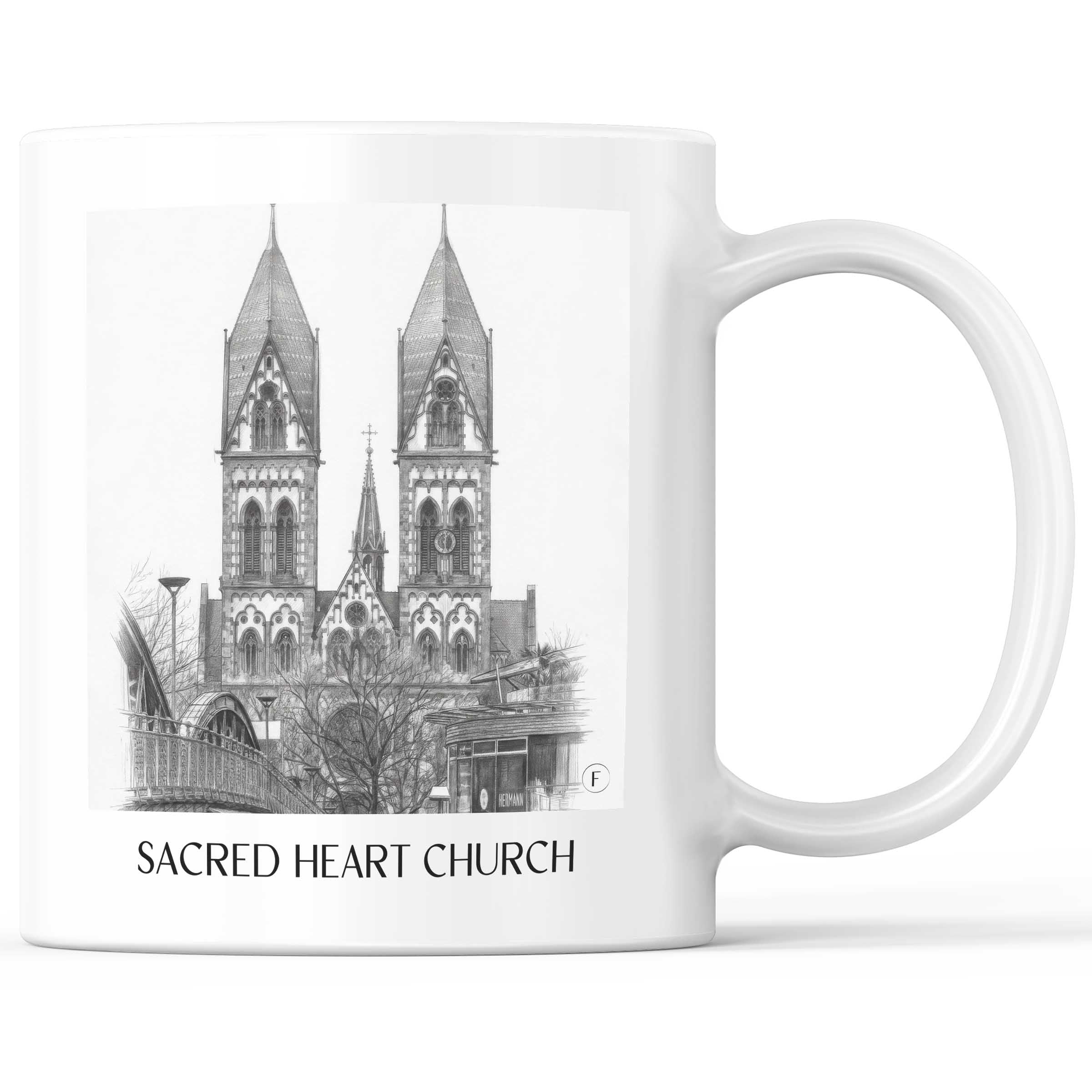 Herz-Jesu Kirche Kaffeebecher - Freiburg - Deutschland Becher - Kaffeetasse im Zeichnung Stil
