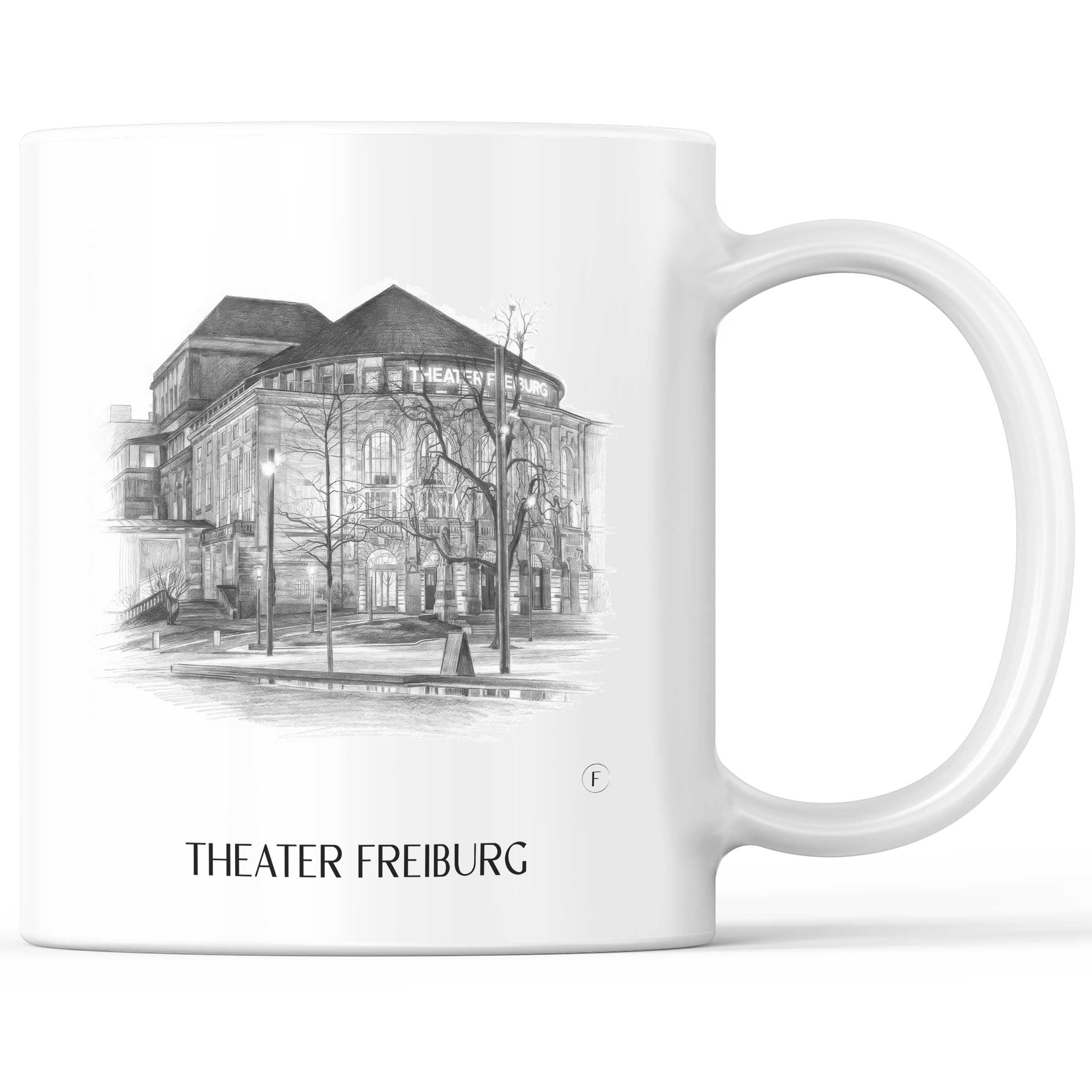 Theater Kaffeebecher - Freiburg - Deutschland Becher - Kaffeetasse im Zeichnung Stil