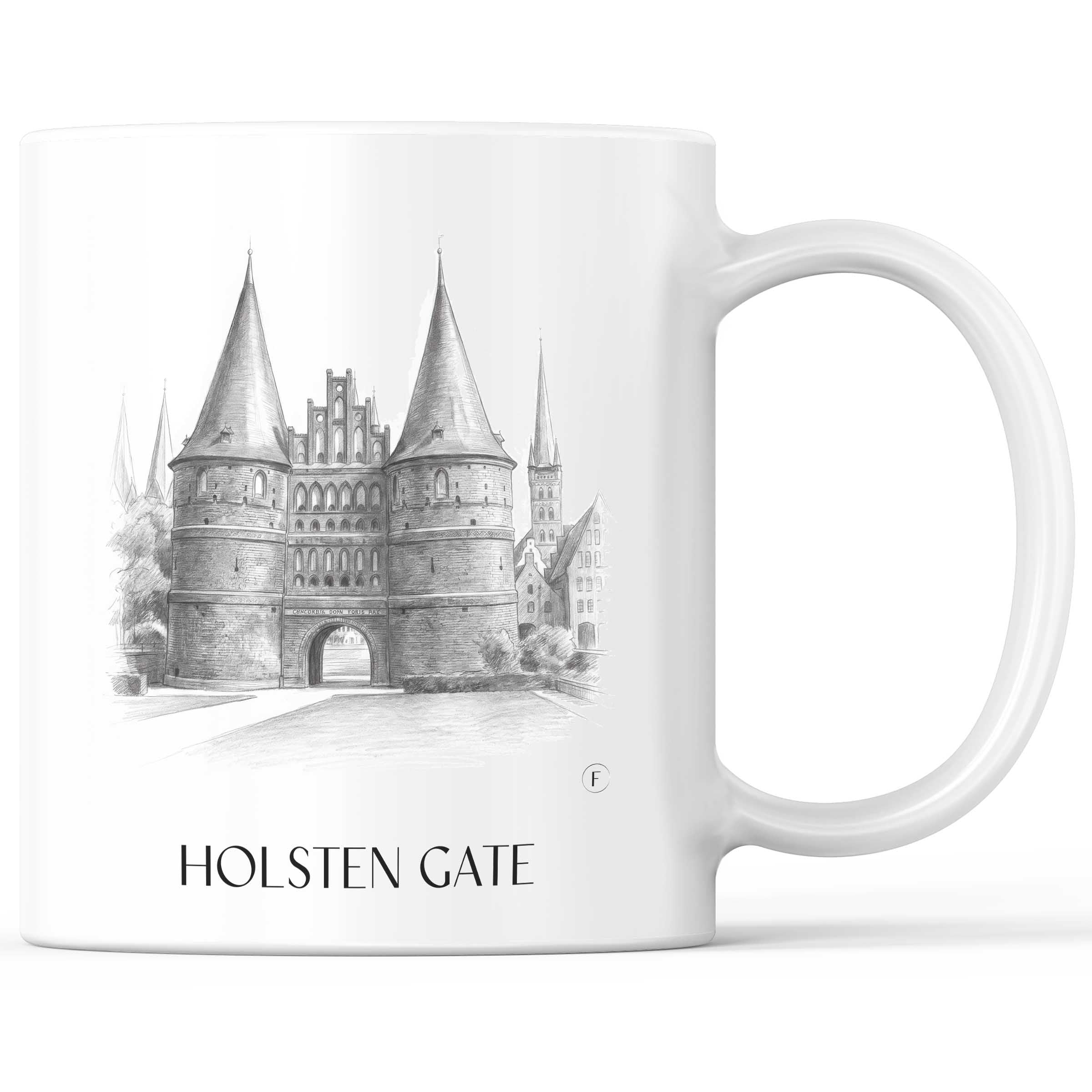 Holstentor Kaffeebecher - Lübeck - Deutschland Becher - Kaffeetasse im Zeichnung Stil