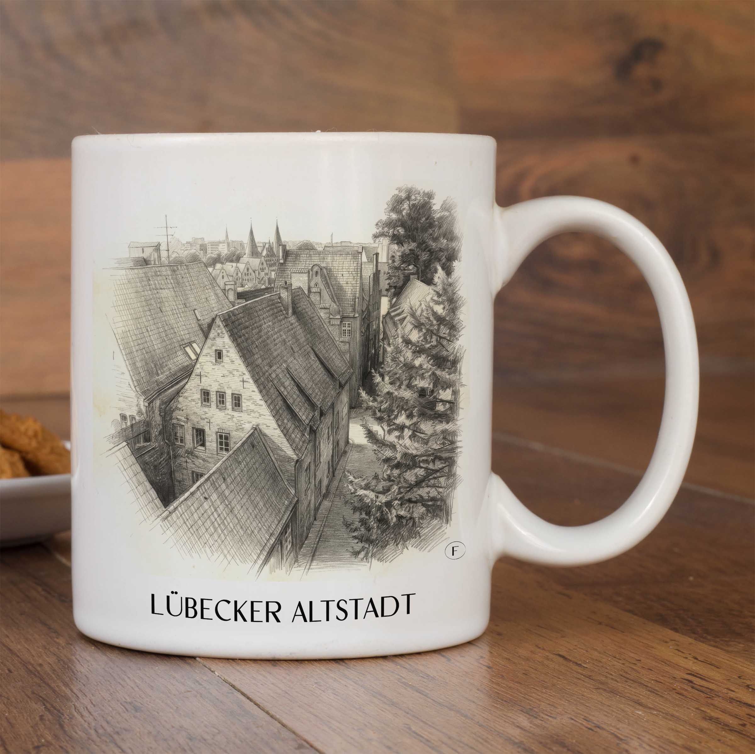 altstadt-lübeck-deutschland-kaffeebecher-bleistift-zeichnung-drawing