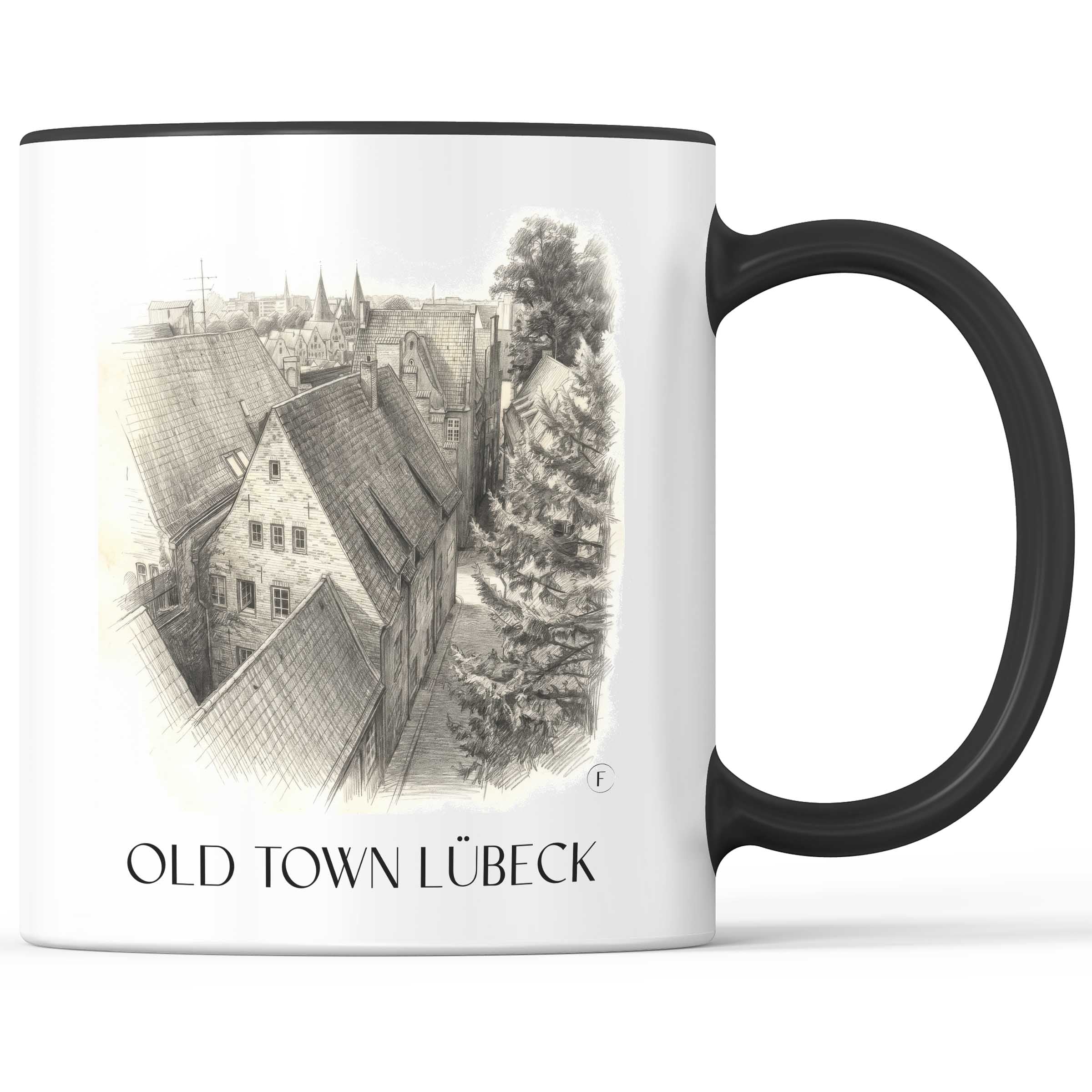 Altstadt Kaffeebecher - Lübeck - Deutschland Becher - Kaffeetasse im Zeichnung Stil
