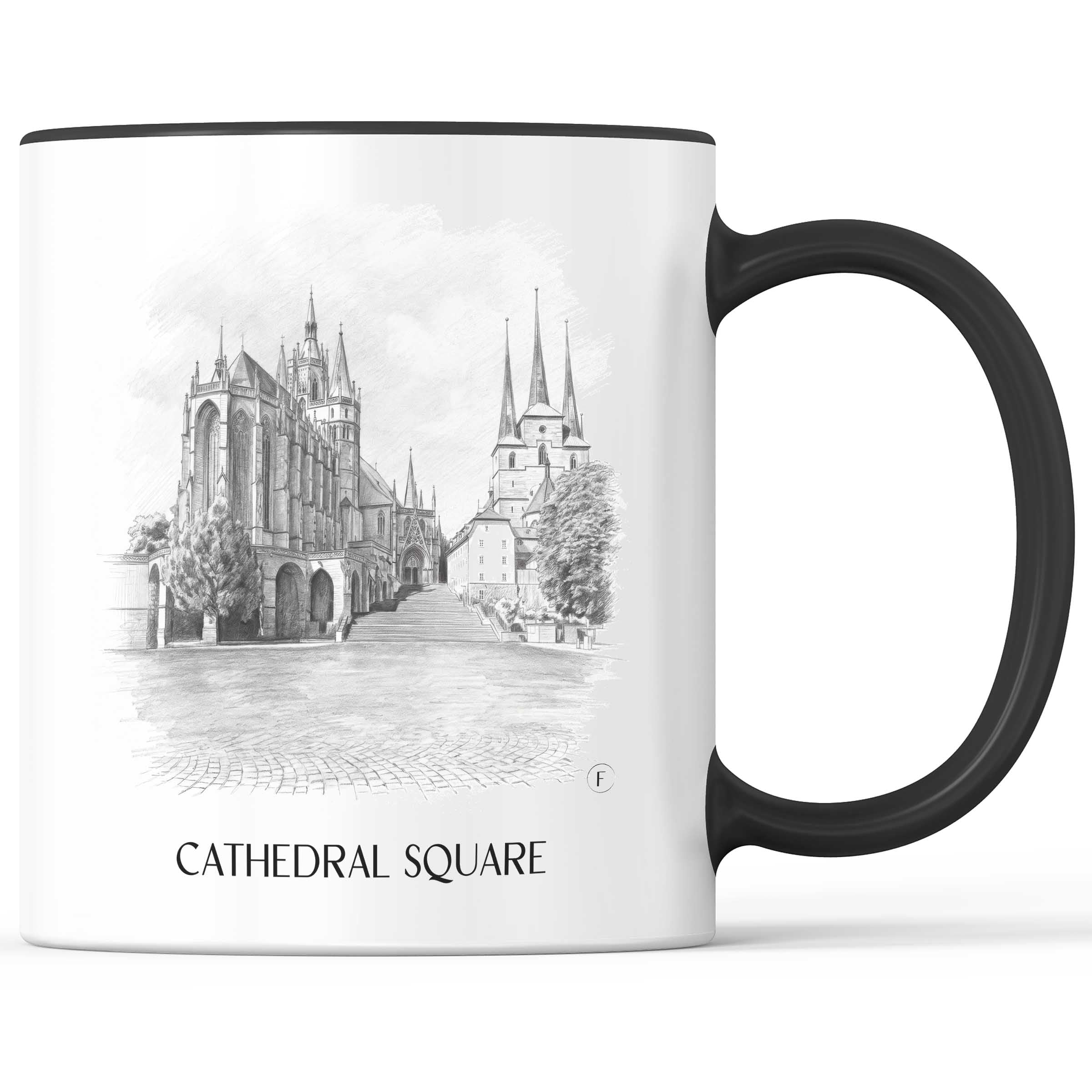 Domplatz Kaffeebecher - Erfurt - Deutschland Becher - Kaffeetasse im Zeichnung Stil