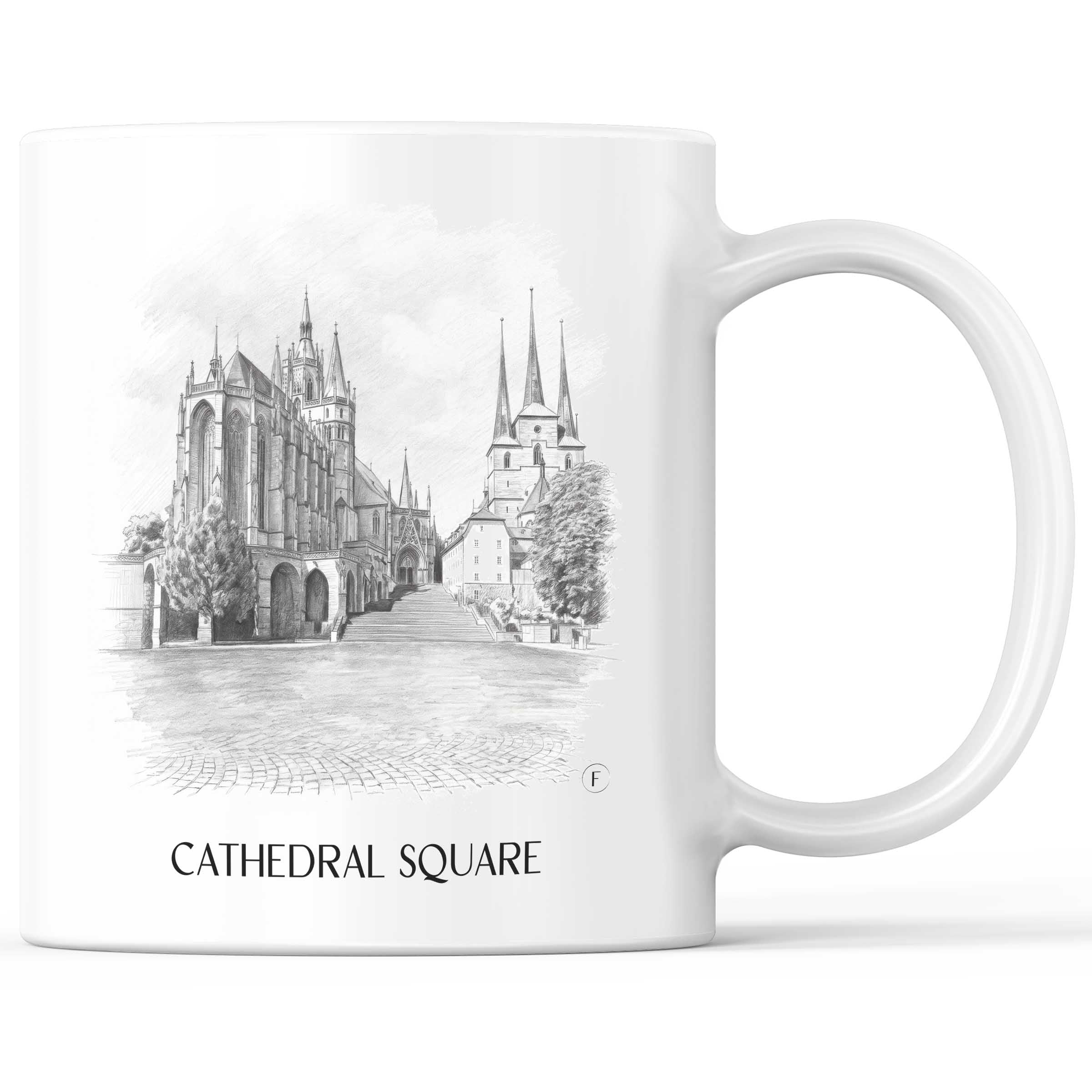 Domplatz Kaffeebecher - Erfurt - Deutschland Becher - Kaffeetasse im Zeichnung Stil