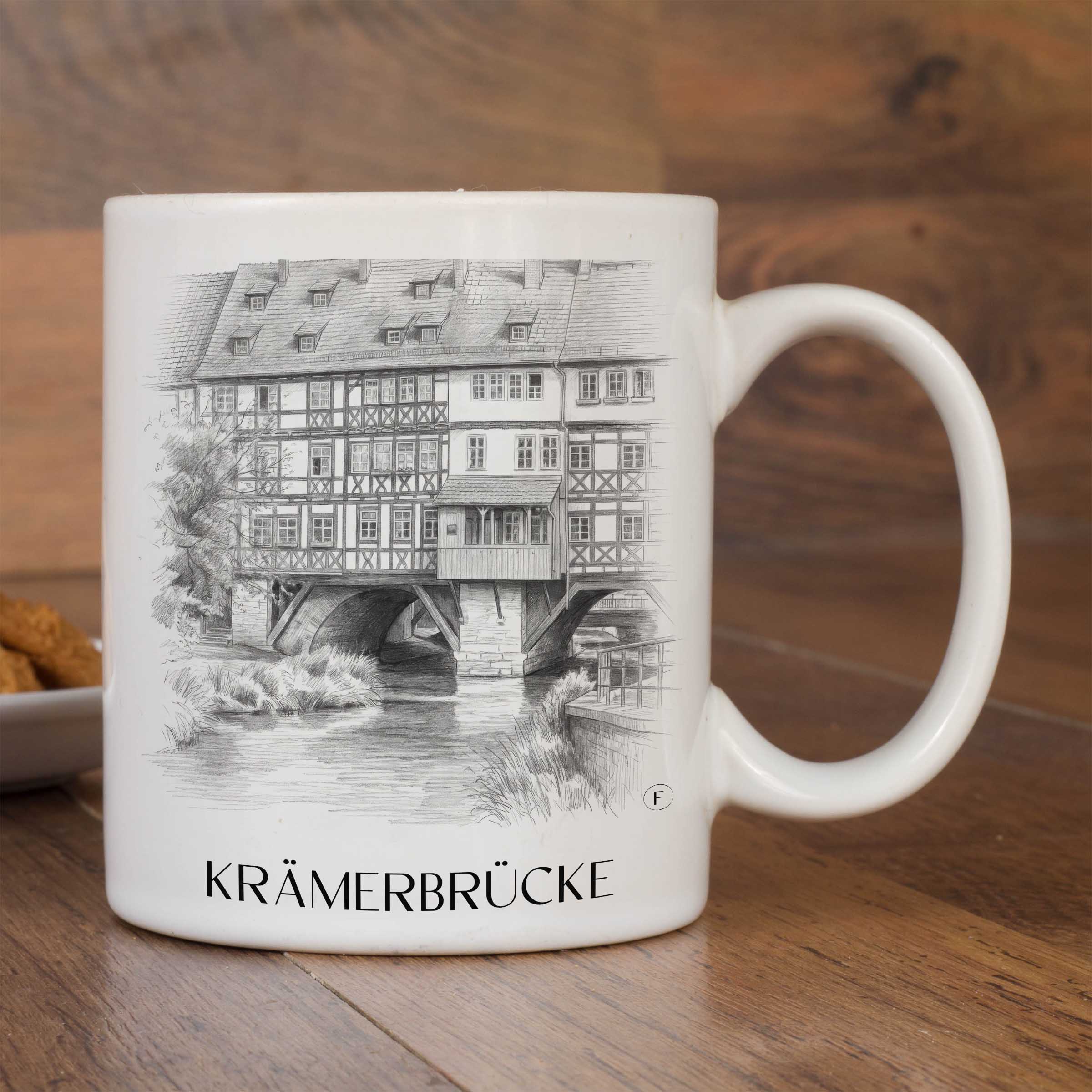 krämerbrücke-erfurt-deutschland-kaffeebecher-bleistift-zeichnung-drawing