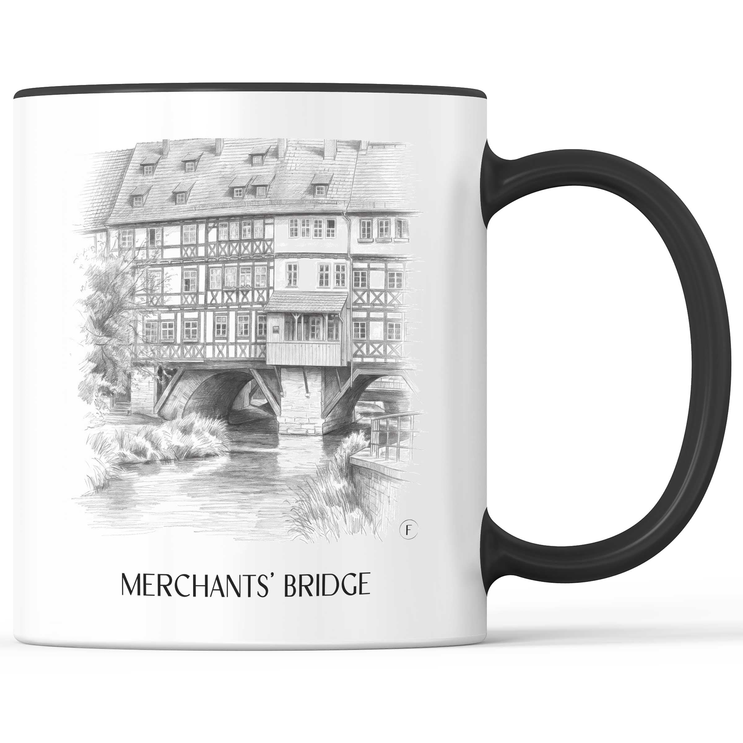 Krämerbrücke Kaffeebecher - Erfurt - Deutschland Becher - Kaffeetasse im Zeichnung Stil