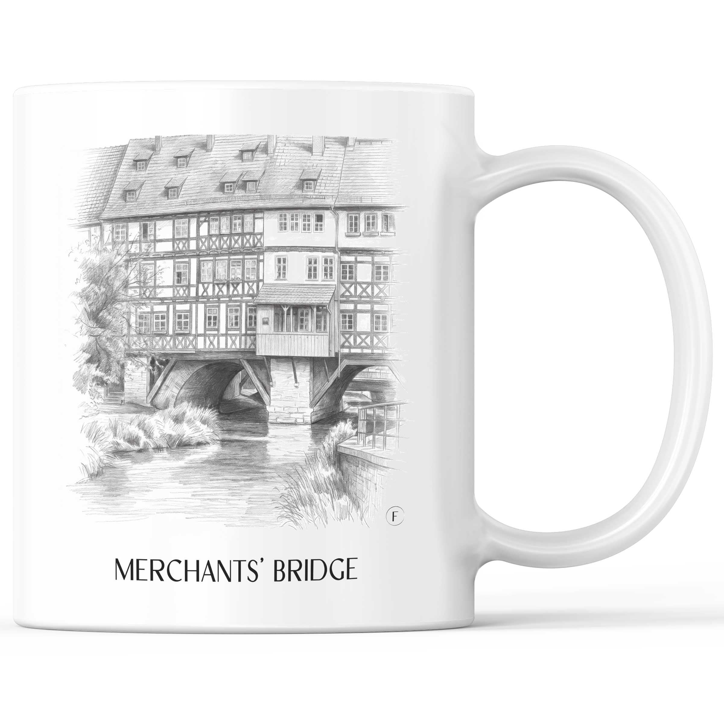 Krämerbrücke Kaffeebecher - Erfurt - Deutschland Becher - Kaffeetasse im Zeichnung Stil