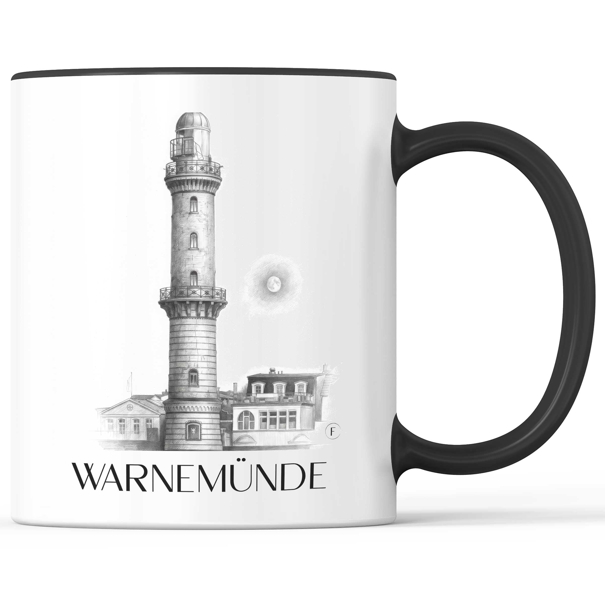 Warnemünde Kaffeebecher - Rostock - Deutschland Becher - Kaffeetasse im Zeichnung Stil