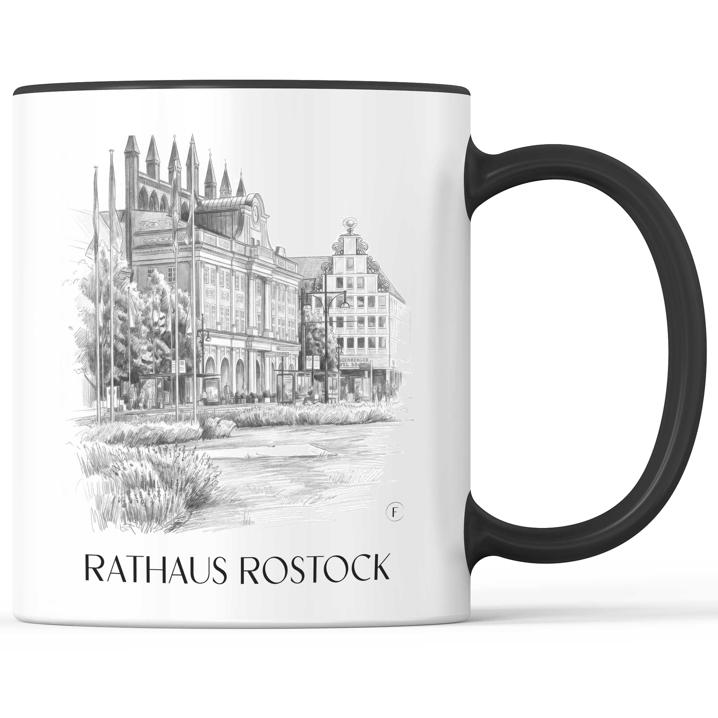rathaus-rostock-deutschland-kaffeebecher-bleistift-zeichnung-drawing