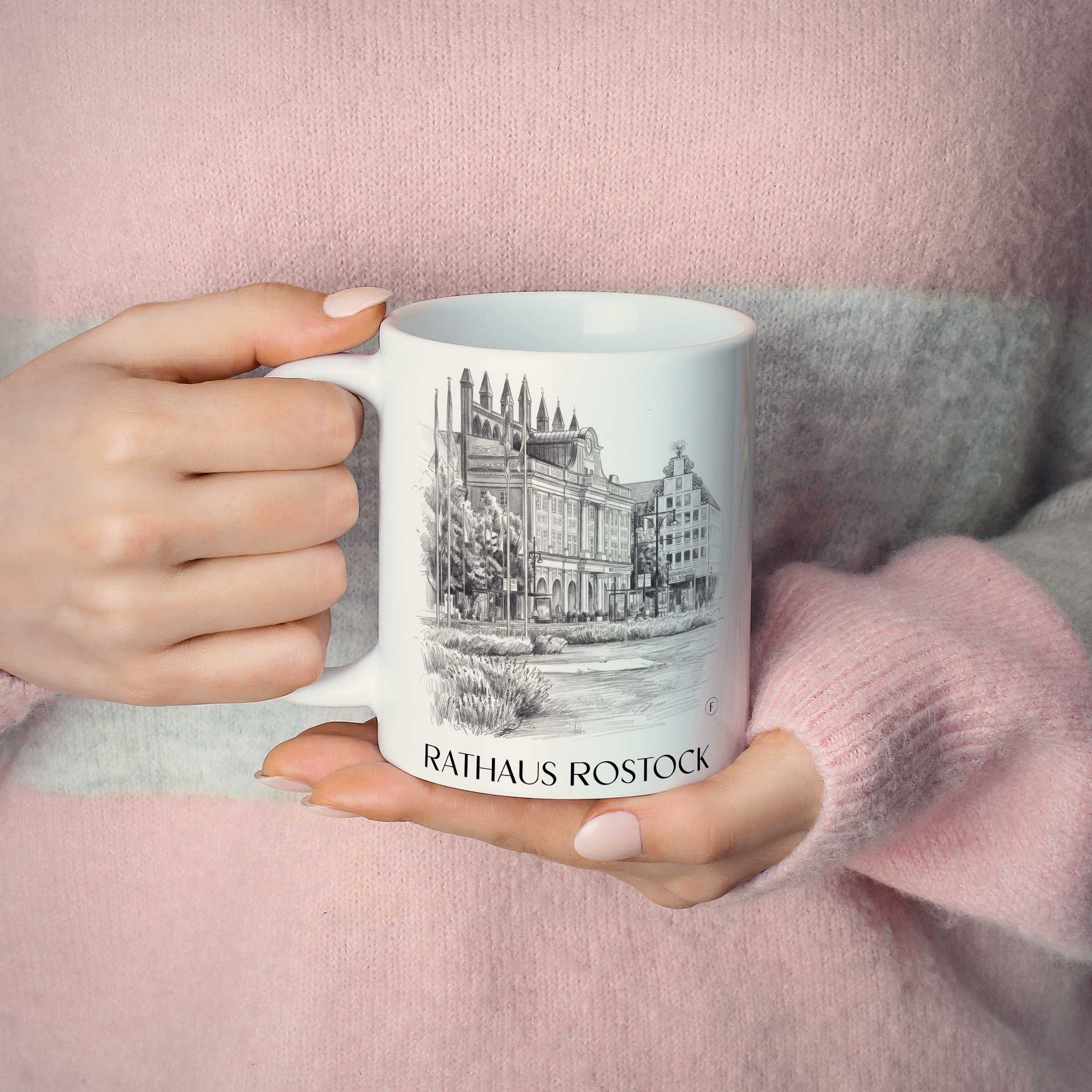 rathaus-rostock-deutschland-kaffeebecher-bleistift-zeichnung-drawing